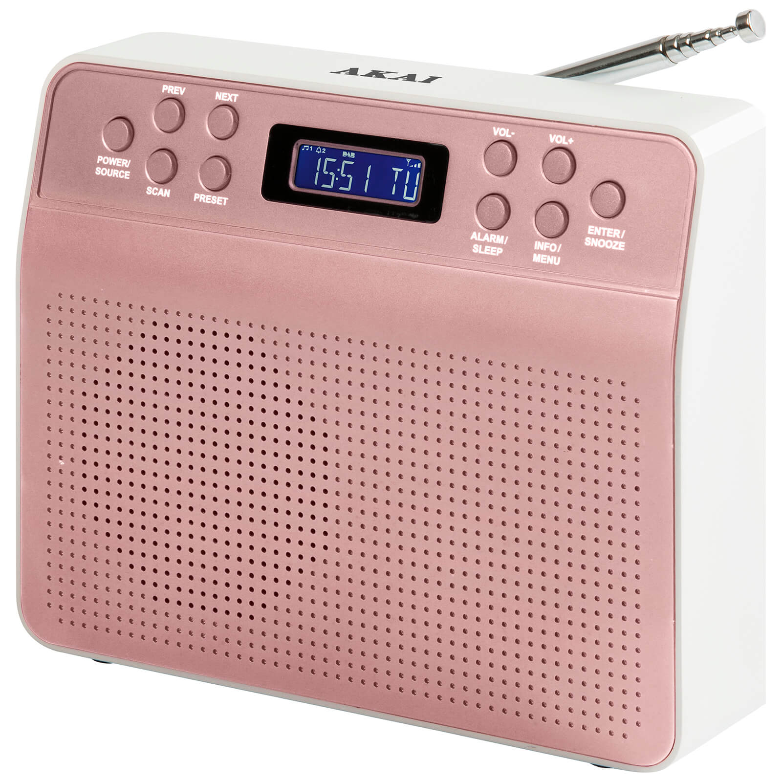 Akai DYNMX Portable DAB Radio with LCD Screen Rose Gold IWOOT