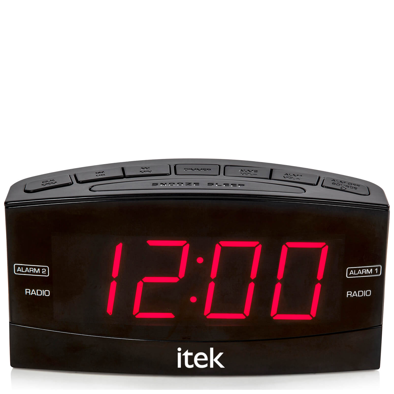 iTek Senior Big Button Jumbo LED Alarm Clock Radio - Black | IWOOT1600 x 1600