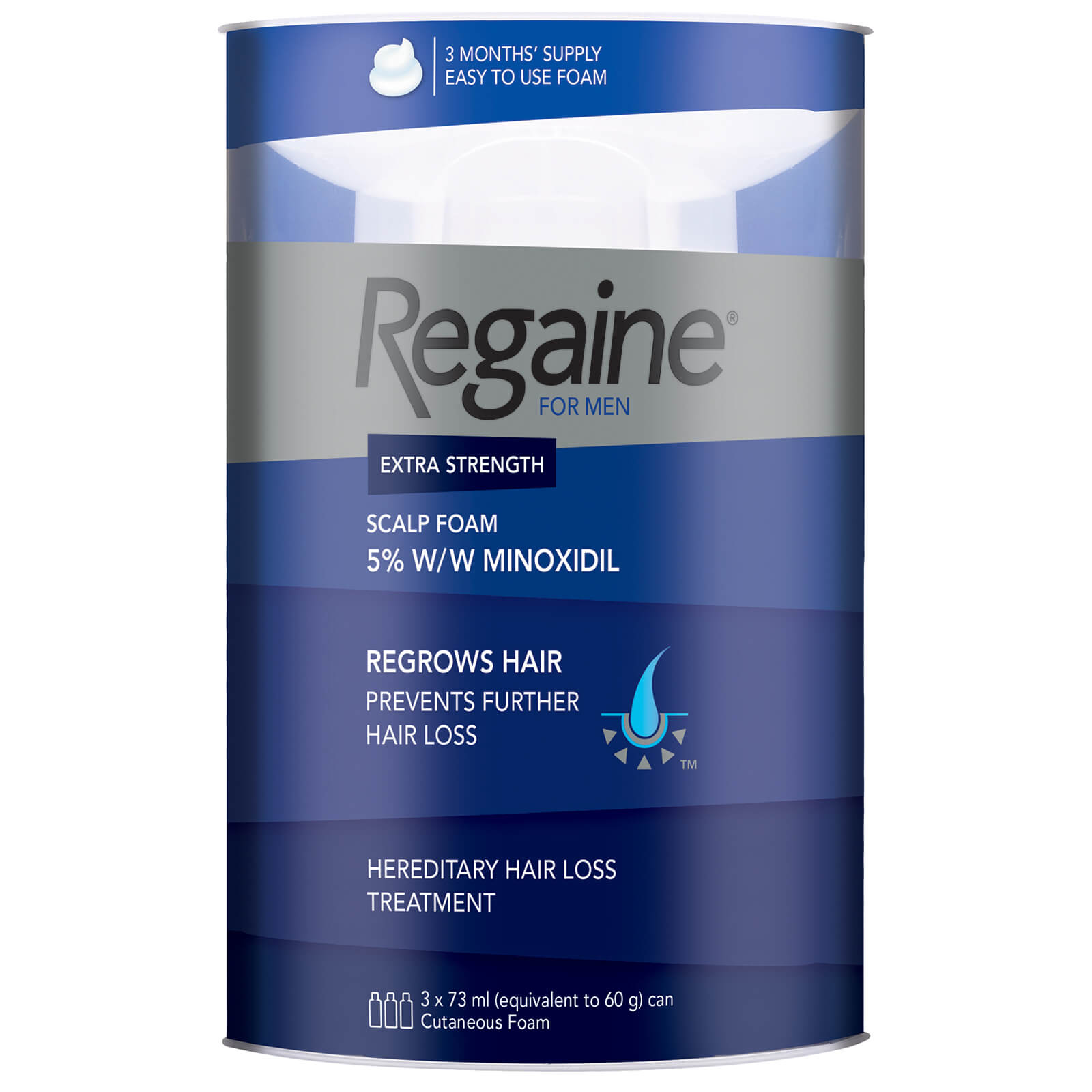 Regaine For Men Extra Strength Hair Regrowth Foam 3 X 73ml