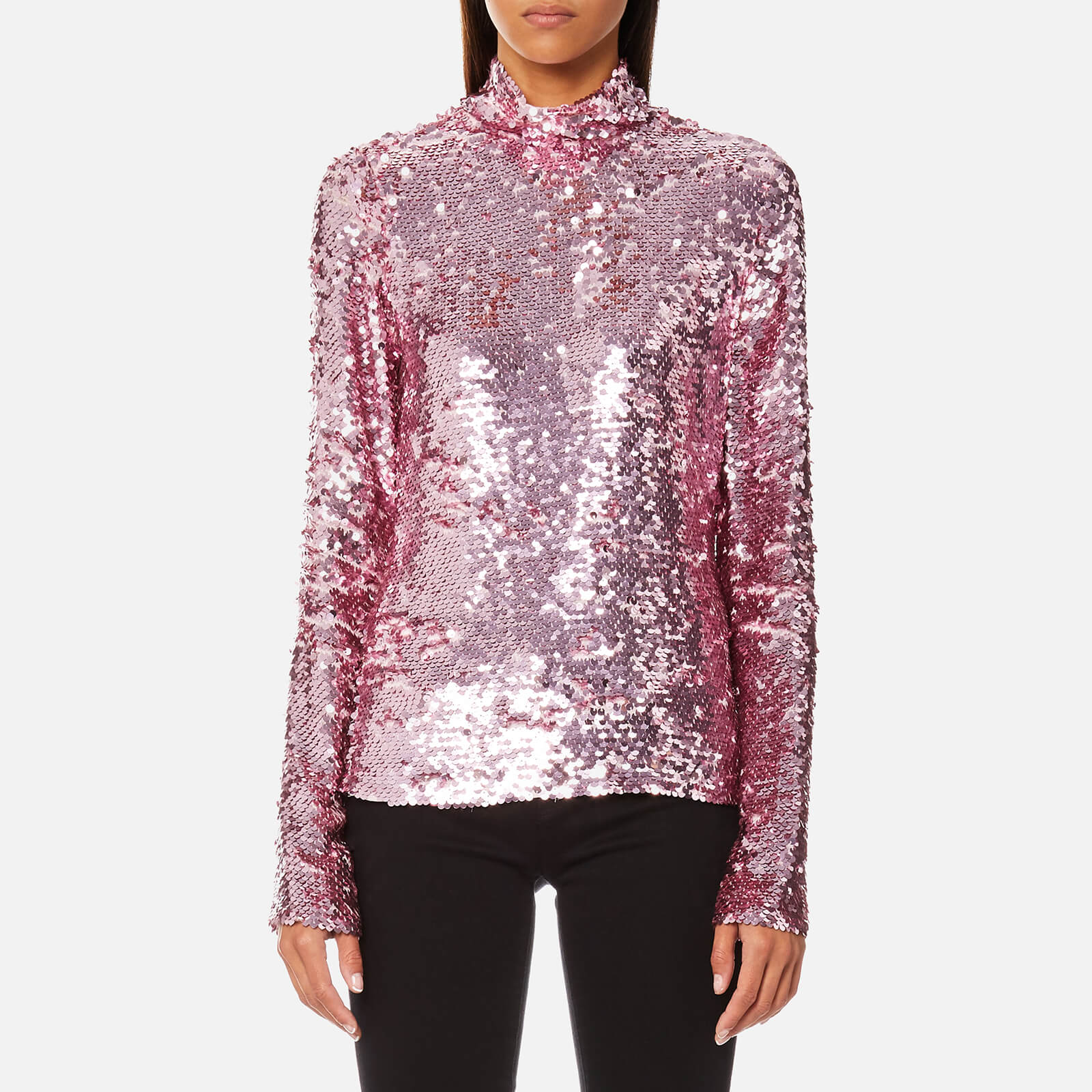 womens pink sequin top