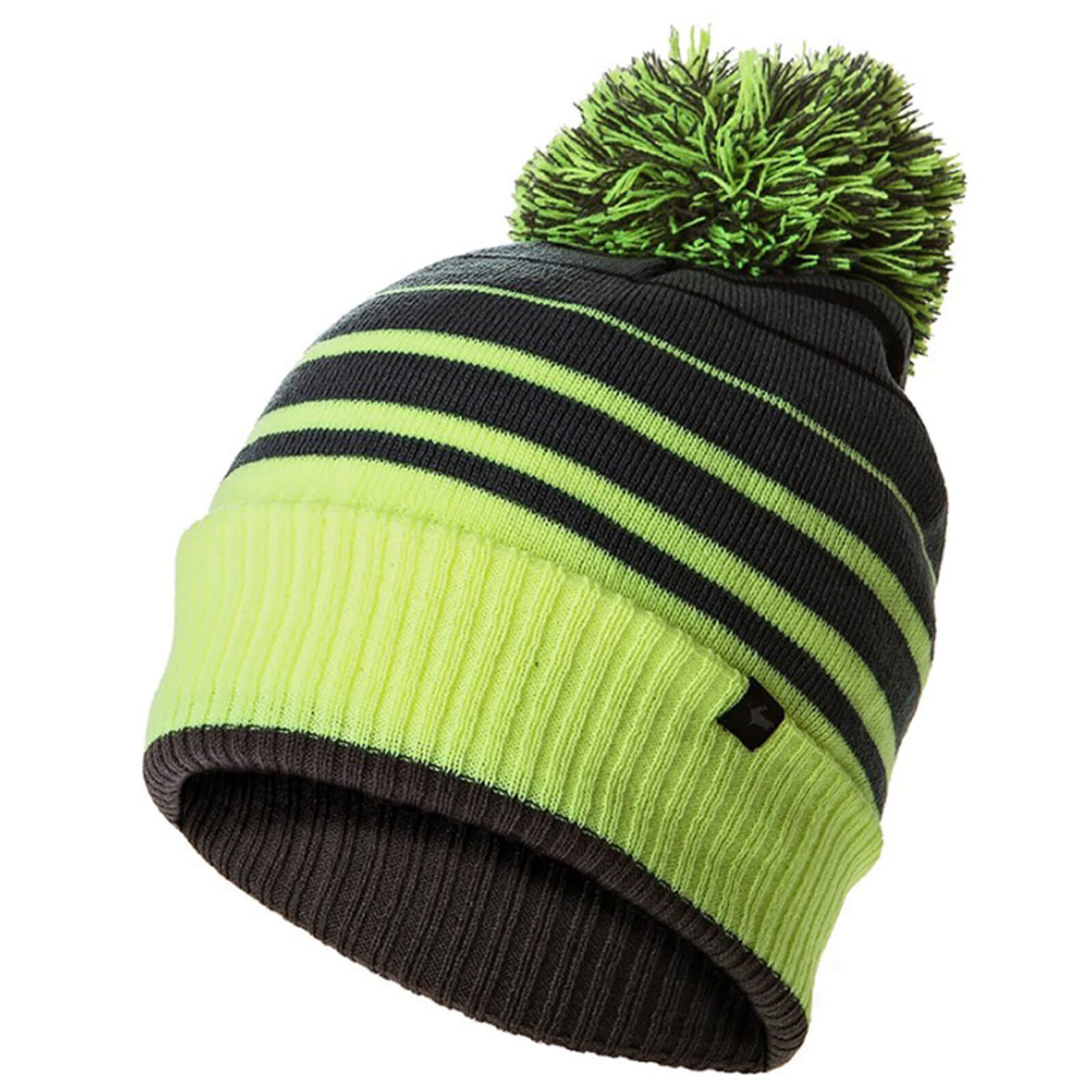black and yellow bobble hat
