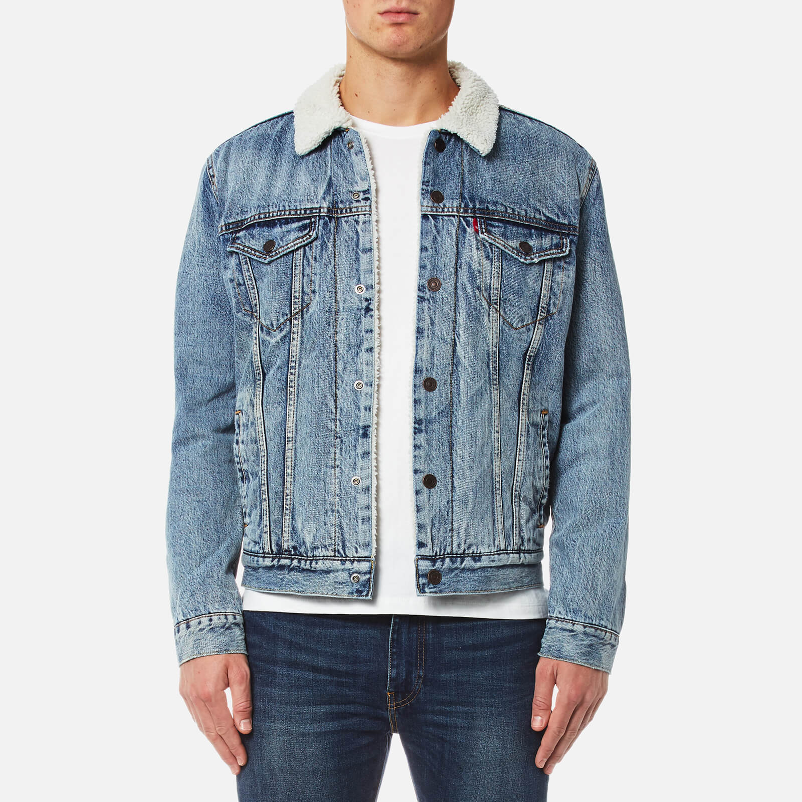 levi's mens type 3 sherpa trucker jacket fine line sherpa