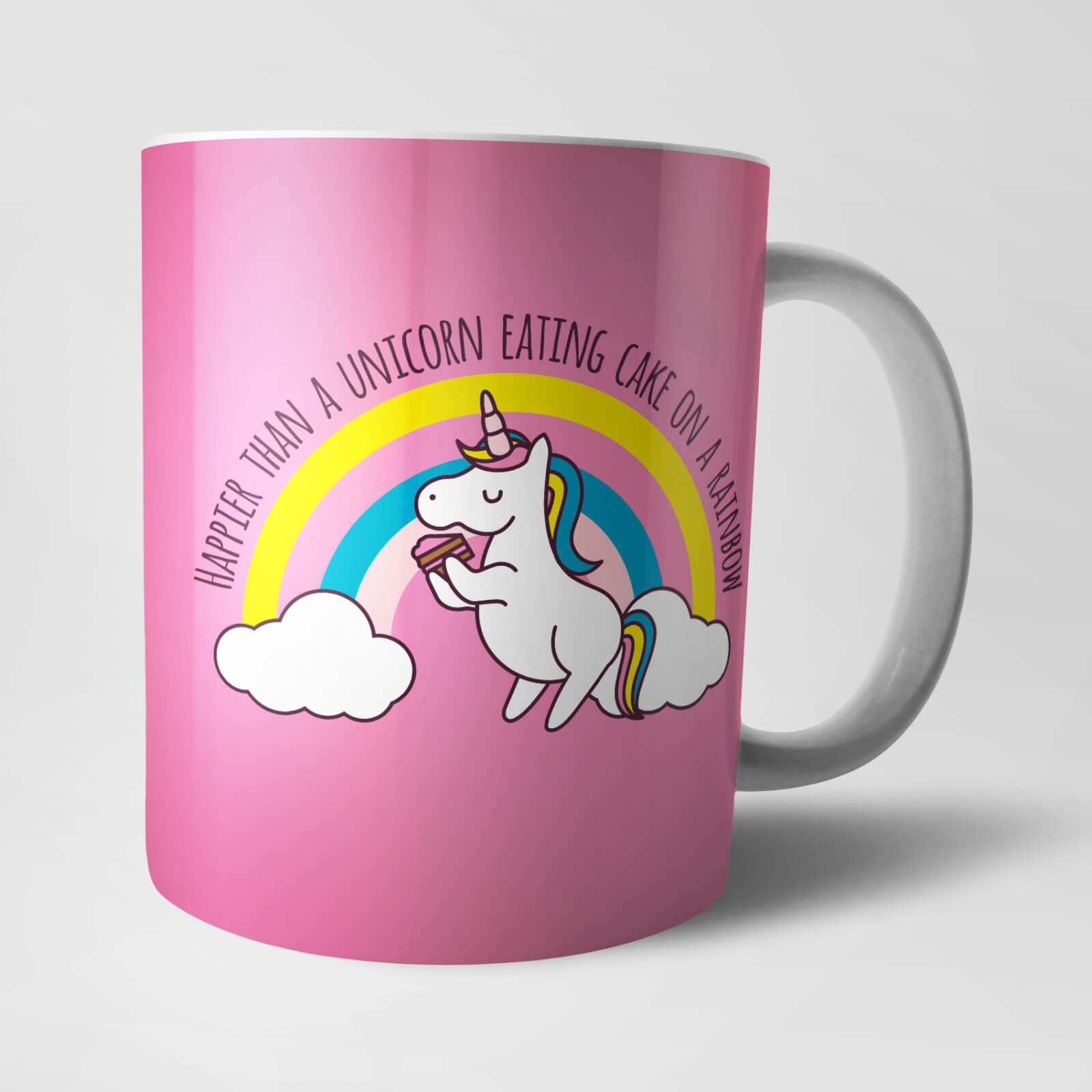 Happier Than A Unicorn Eating Cake Mug Iwoot Uk