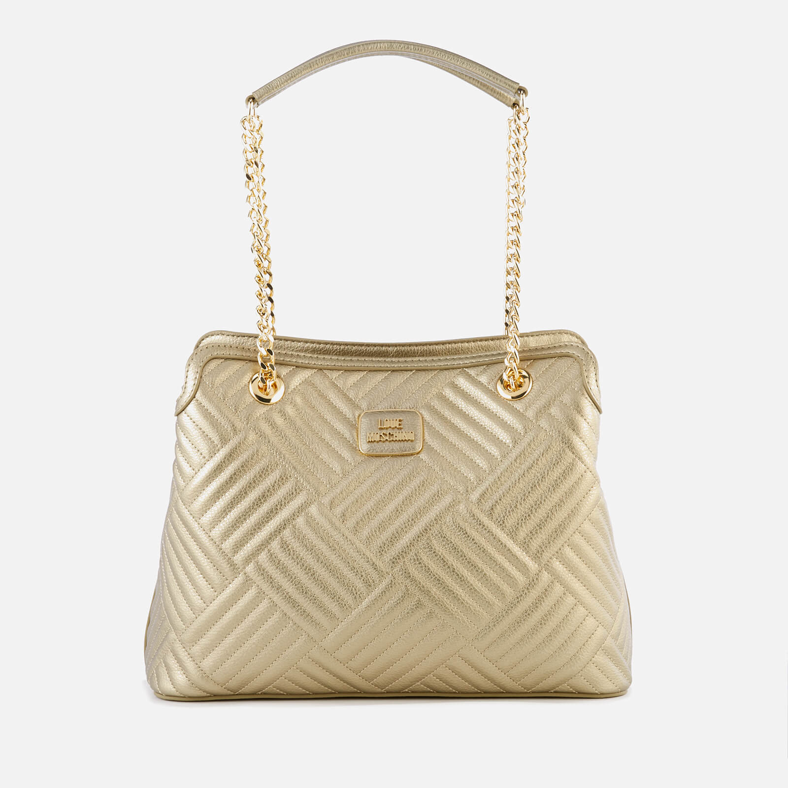 gold love moschino bag