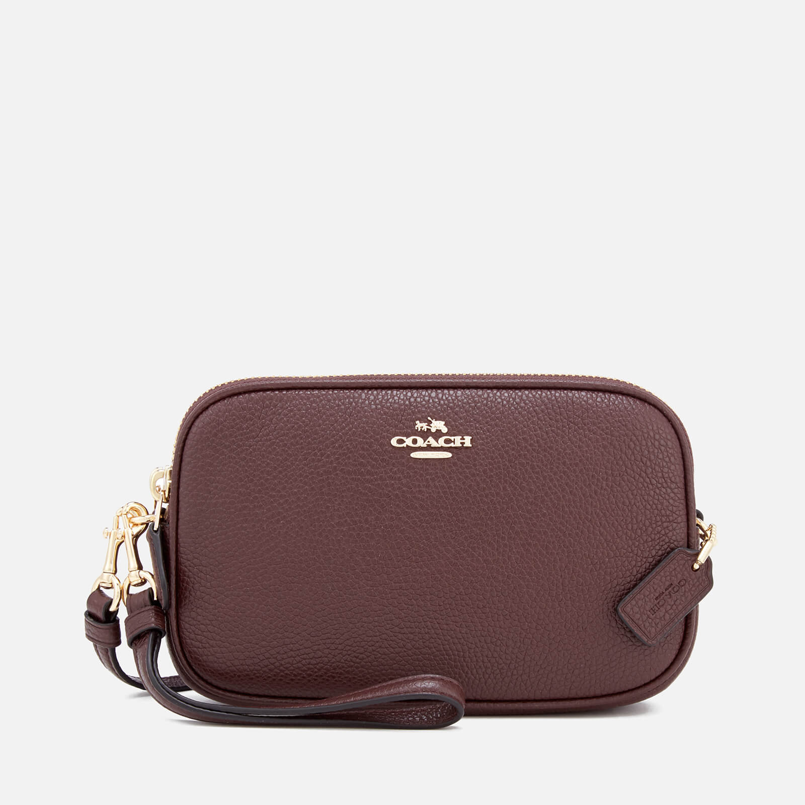 oxblood clutch bag
