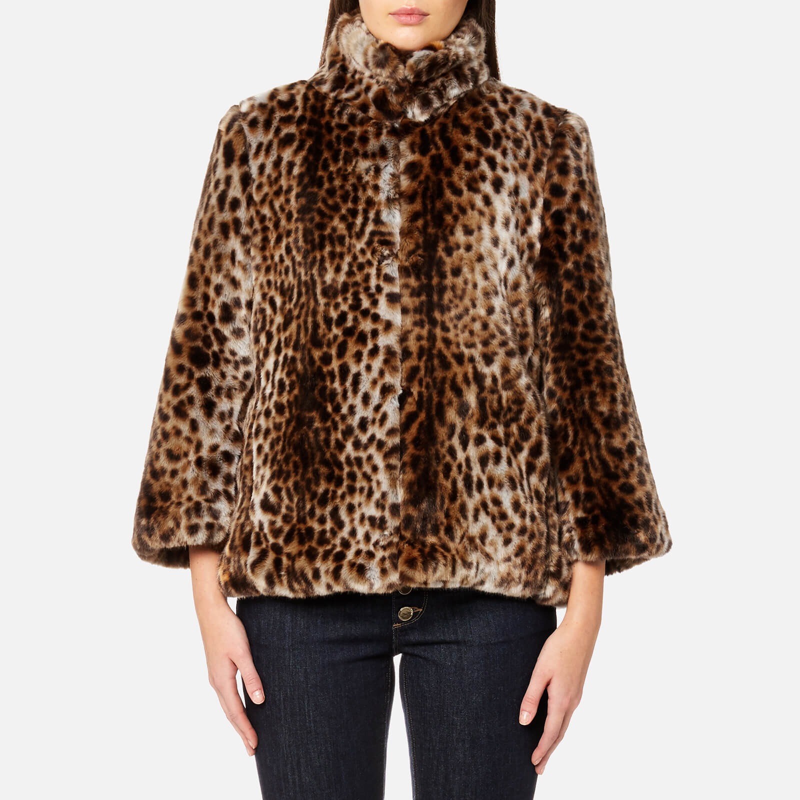 michael kors faux fur leopard coat