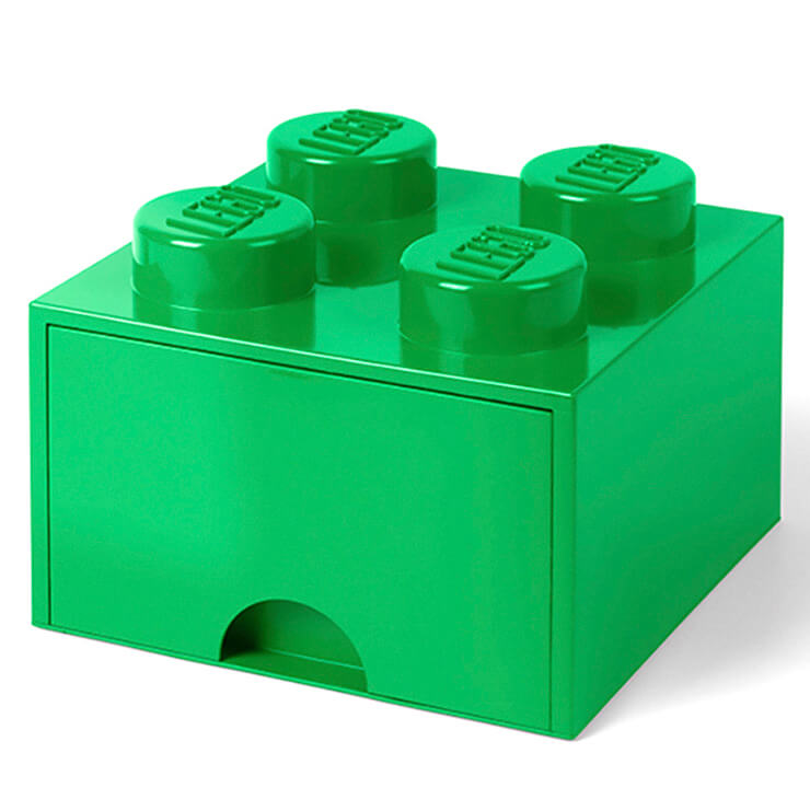 Lego Storage 4 Knob Brick 1 Drawer Dark Green Toys Zavvi