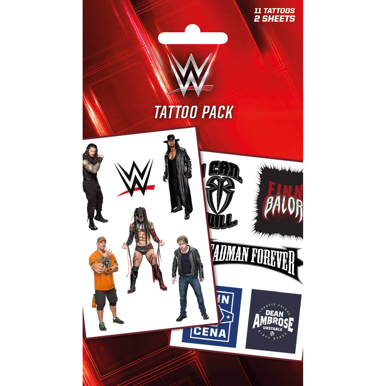 Wwe Logos And Superstars Temporary Tattoo Pack Merchandise Zavvi Uk