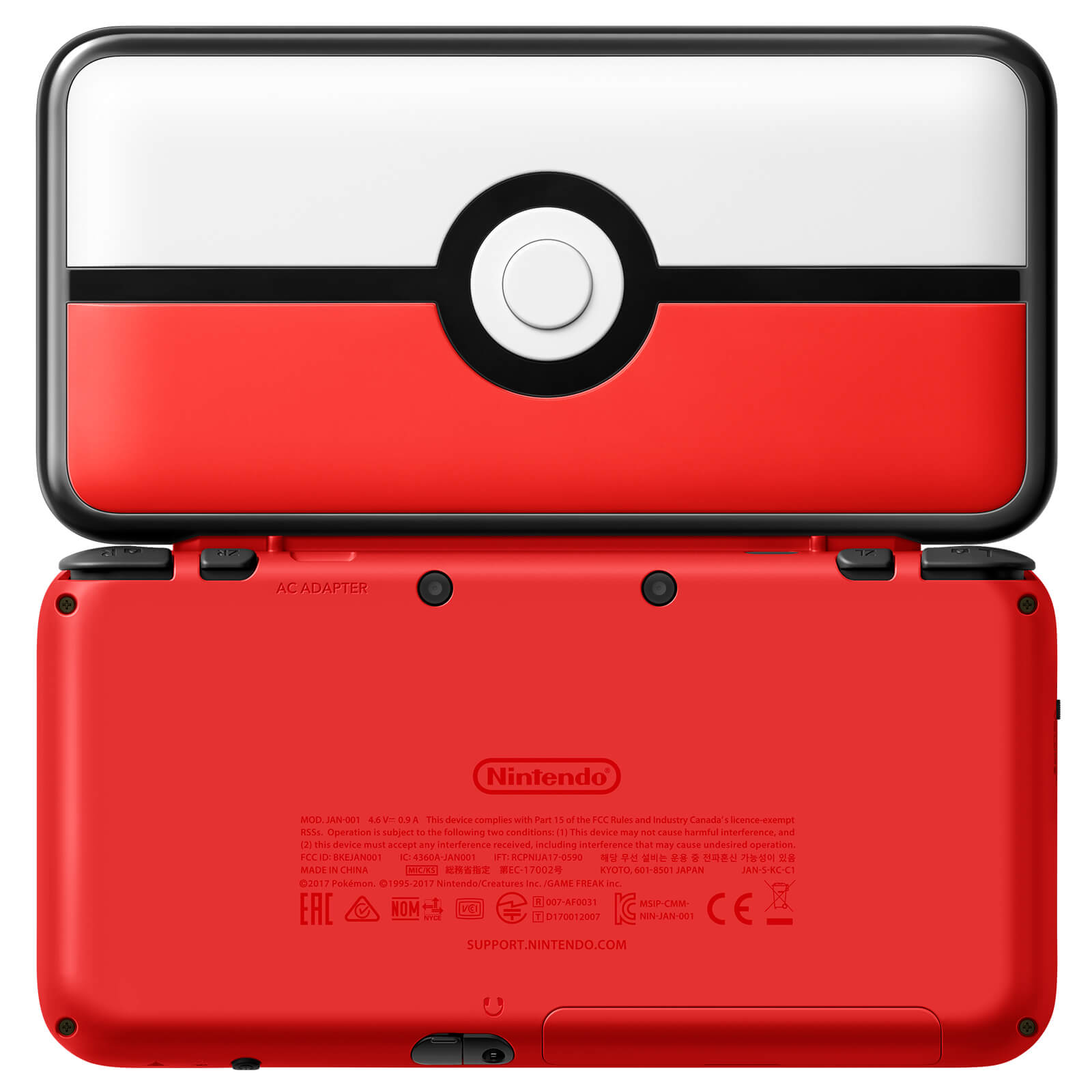 New Nintendo 2DS XL Pokéball Edition Back