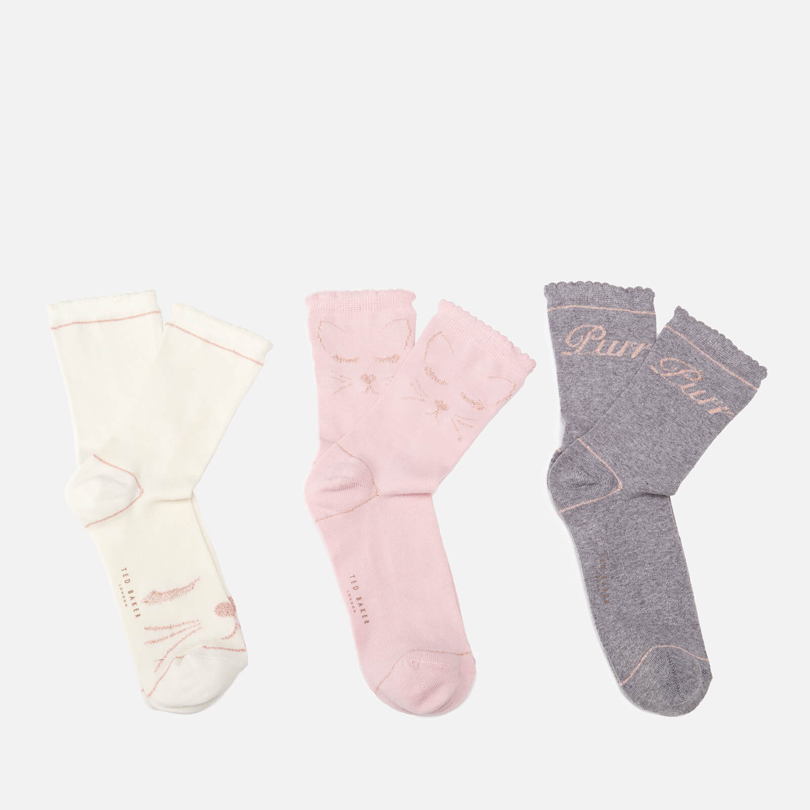 Ted Baker Women S Candie Cat Triple Sock Pack Light Pink