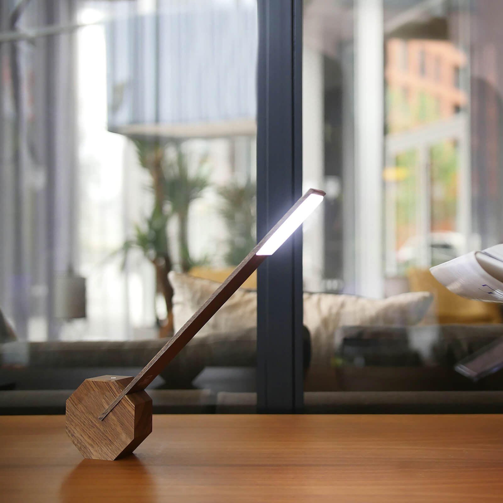 Gingko Octagon One Desk Lamp Walnut Iwoot Uk