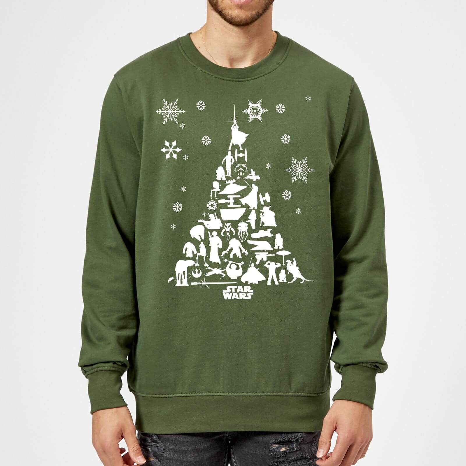 Star Wars Character Christmas Tree Green Christmas Sweatshirt Clothing Zavvi Uk