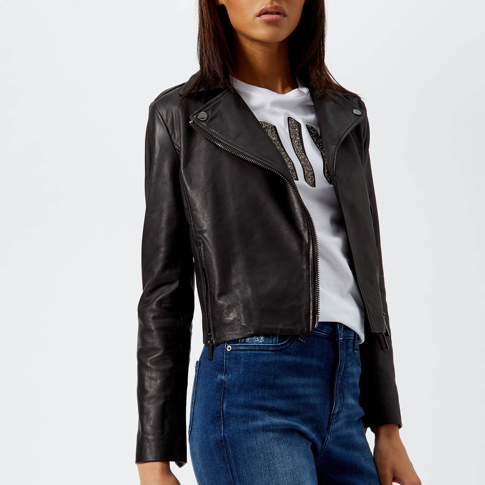 armani leather jacket womens