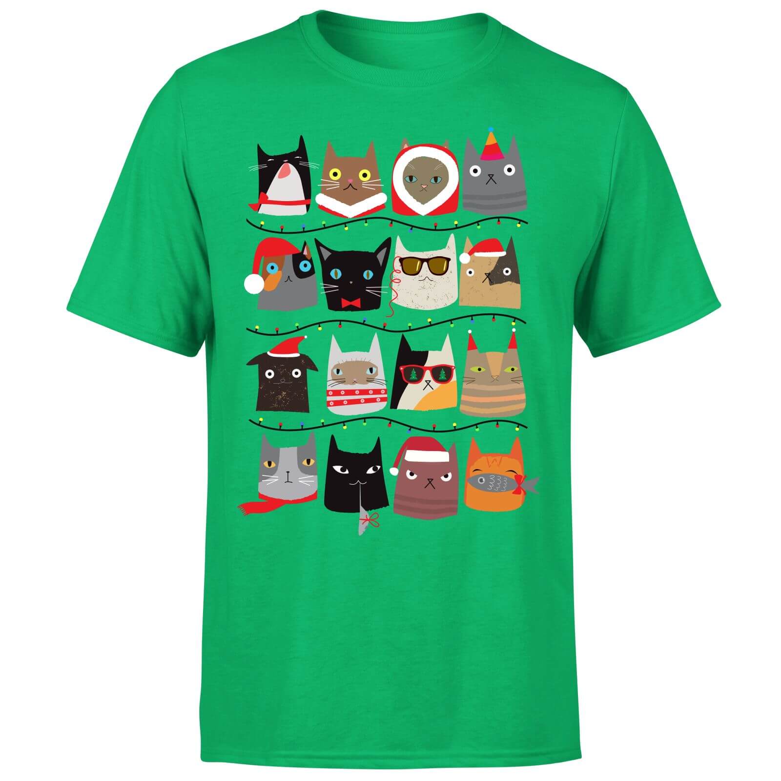 Christmas Cats T Shirt Kelly Green Iwoot