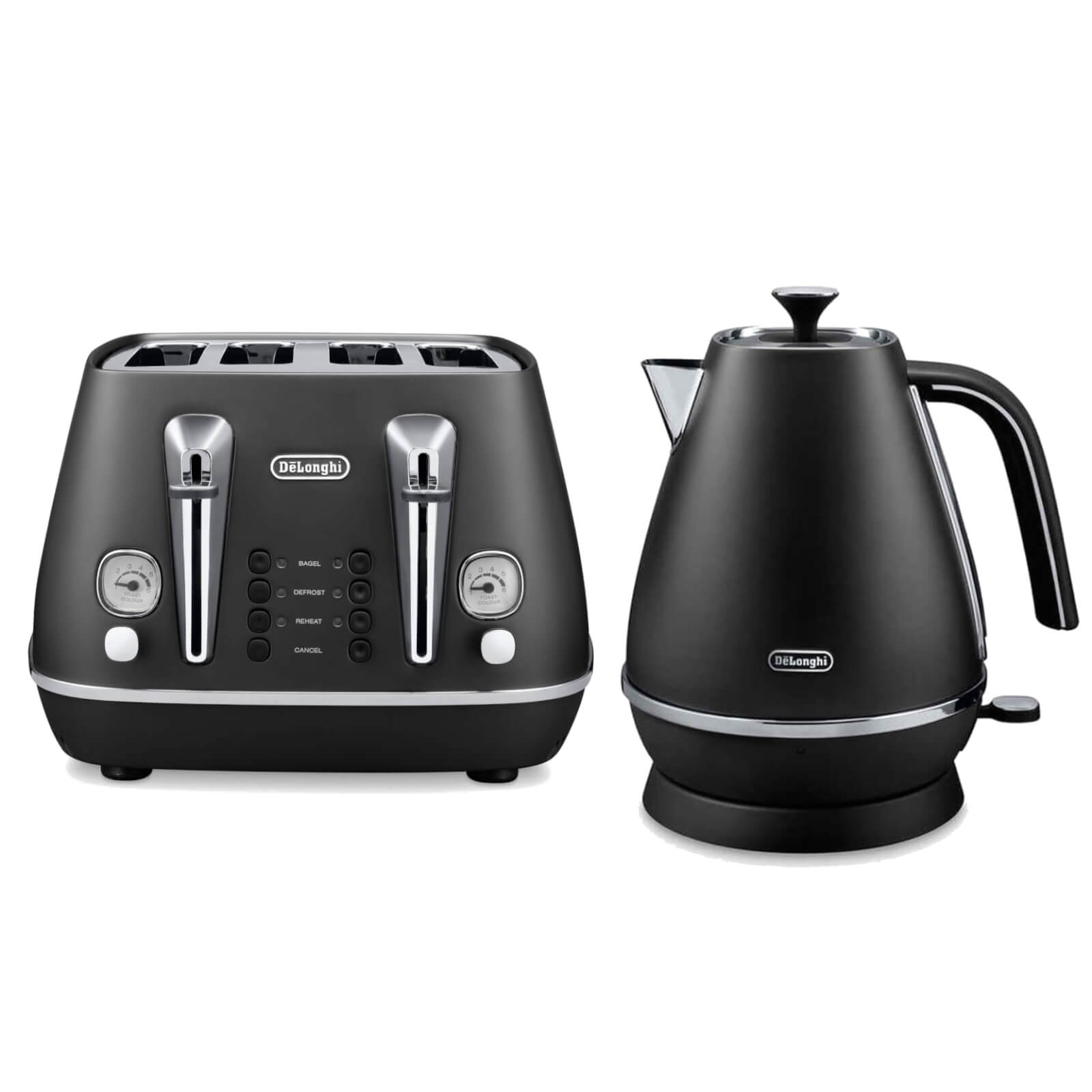 De'Longhi Distinta 4 Slice Toaster and Kettle Bundle Black Finish IWOOT