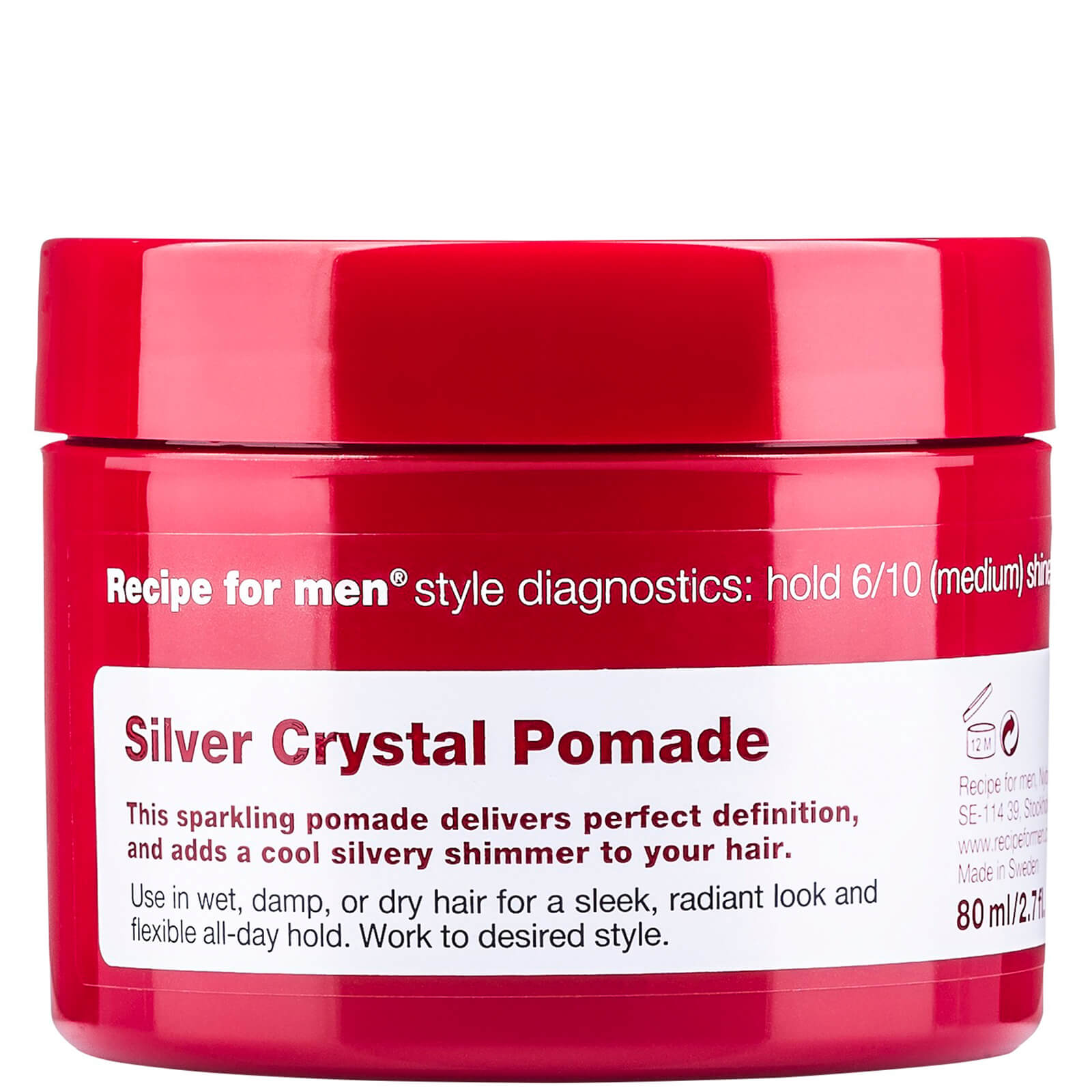 Recipe For Men Silver Crystal Pomade 80ml Free Delivery