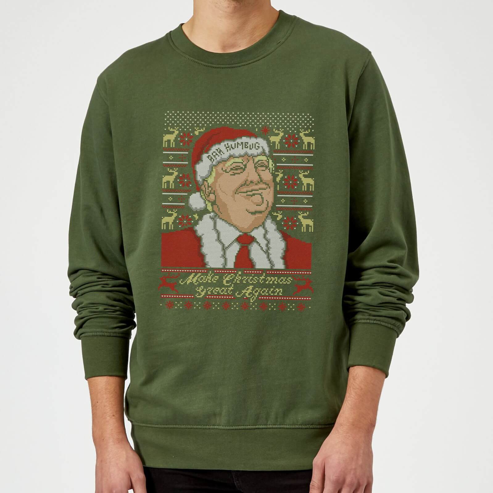 Make Christmas Great Again Men S Green Christmas Sweatshirt Clothing Zavvi Uk