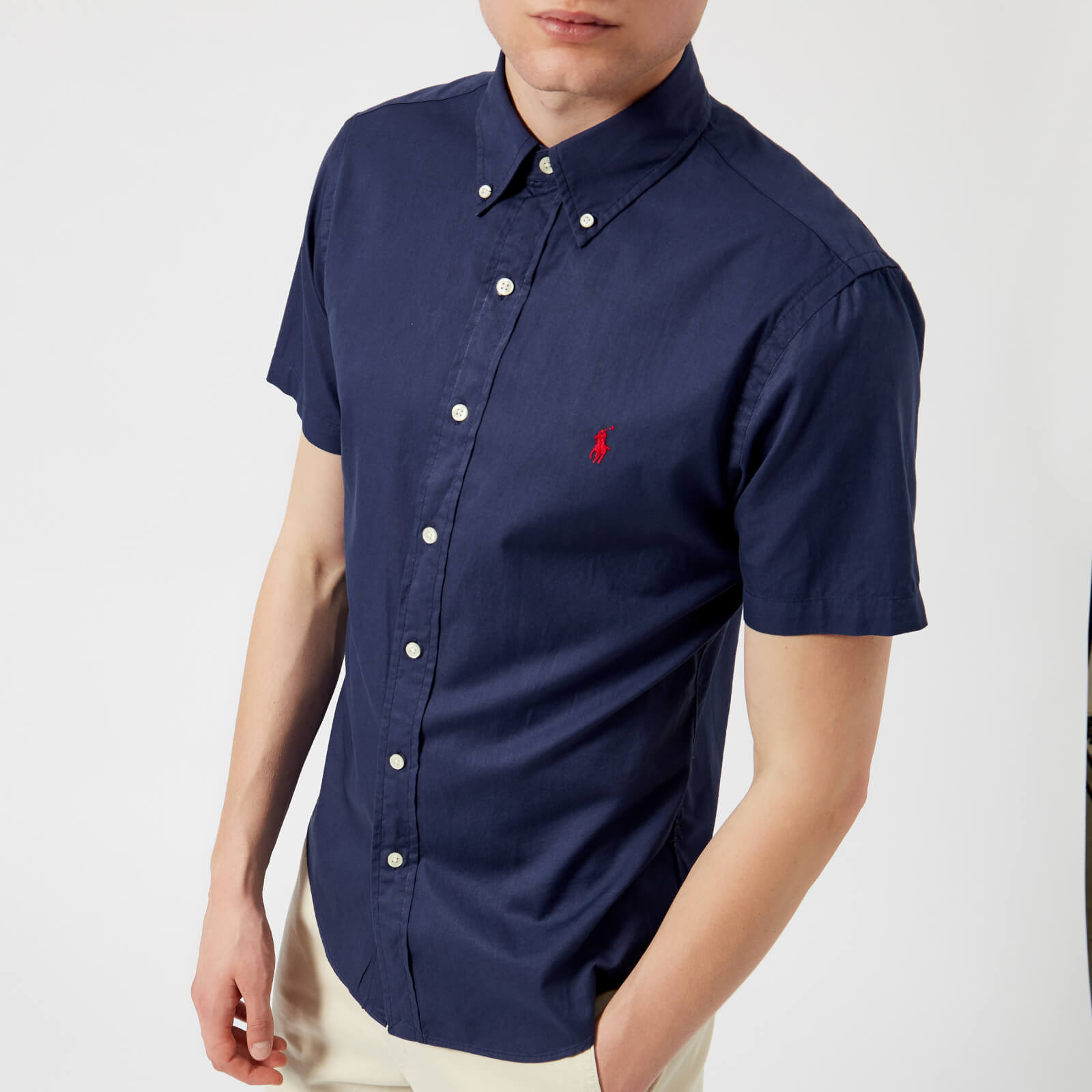 ralph lauren navy blue short sleeve shirt