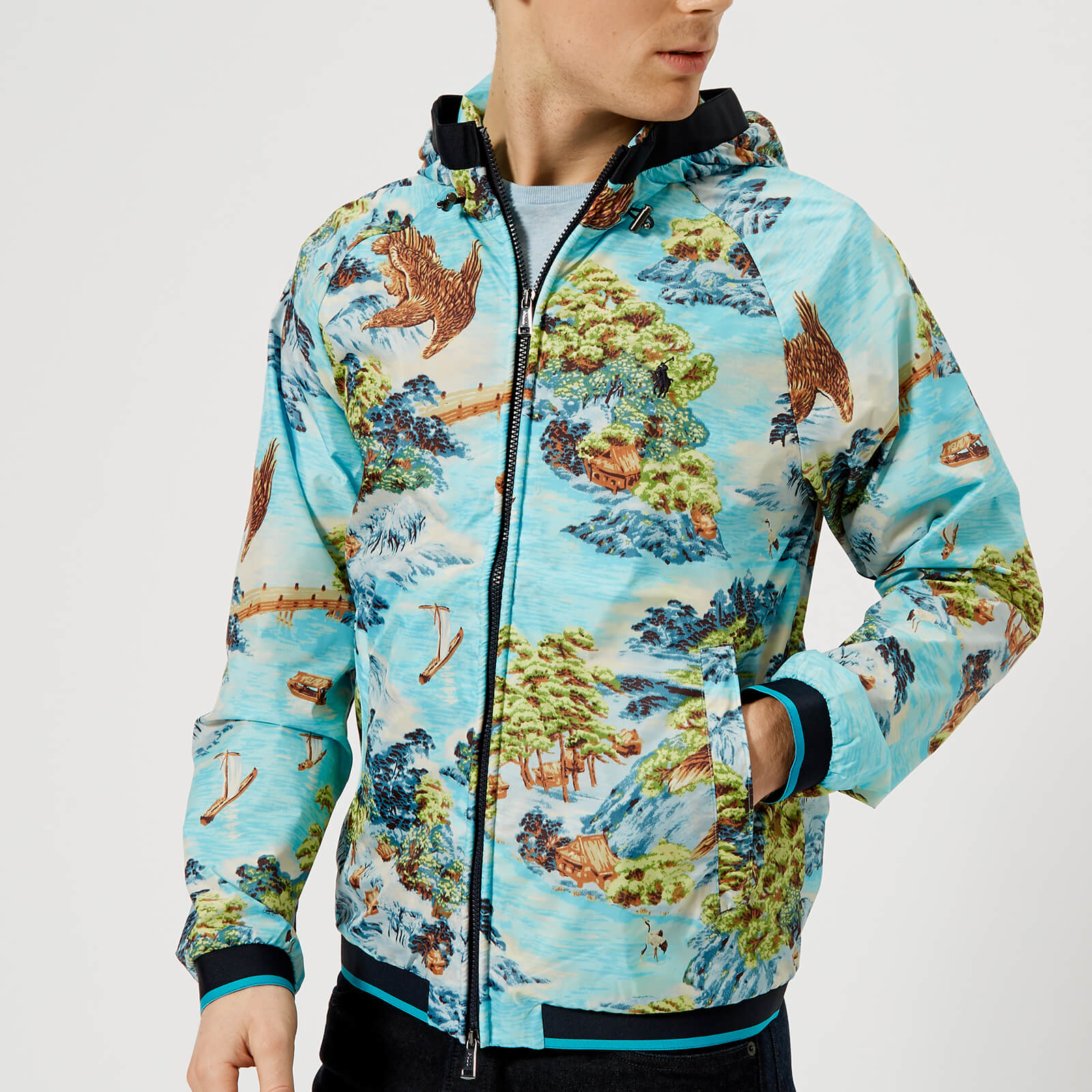 Polo Lauren Men's Ralph Hawaiian Landscape Windbreaker Jacket Lined mN0w8n