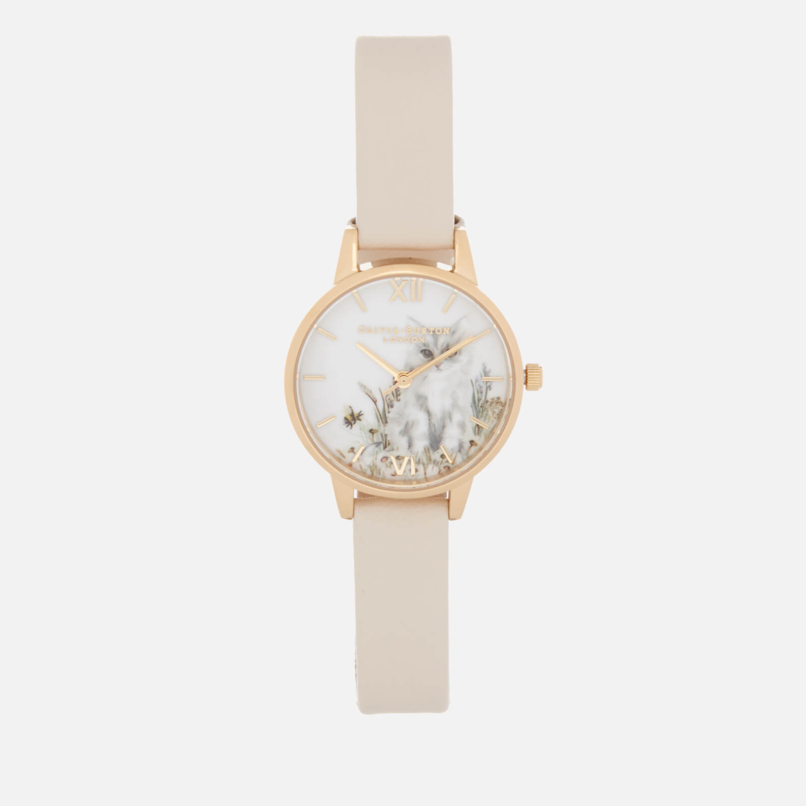 Olivia Burton Women S Illustrated Animals Cat Watch Vegan Nude Gold
