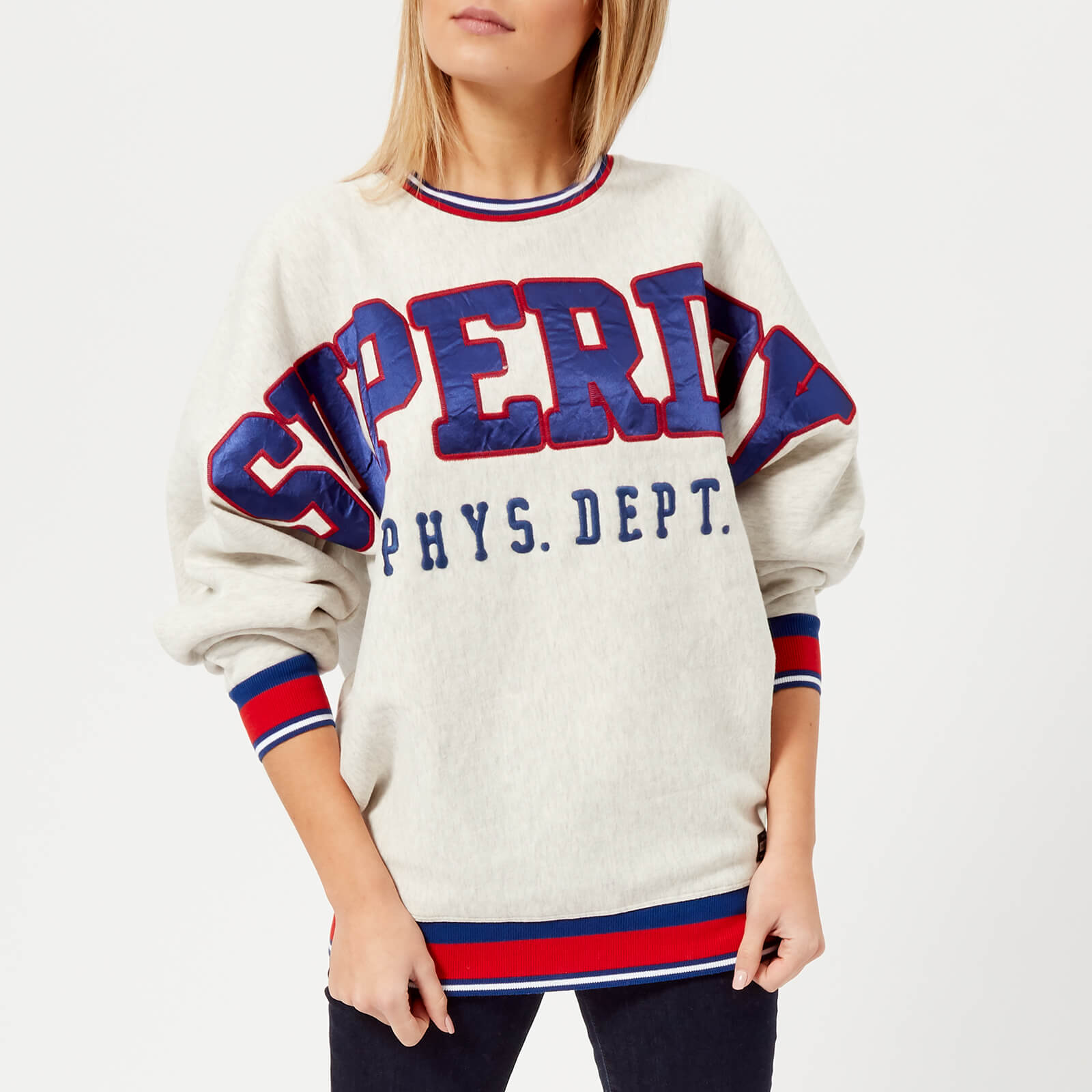 Superdry Women S Sd Game Day Sweatshirt Legacy Grey Marl Womens Clothing Thehut Com