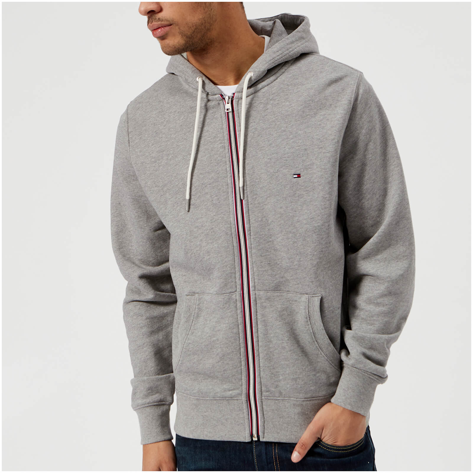 tommy hilfiger grey zip up hoodie