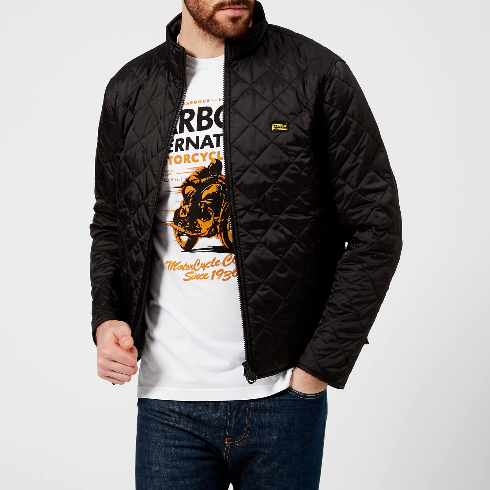 men's barbour international gear quilted jacket