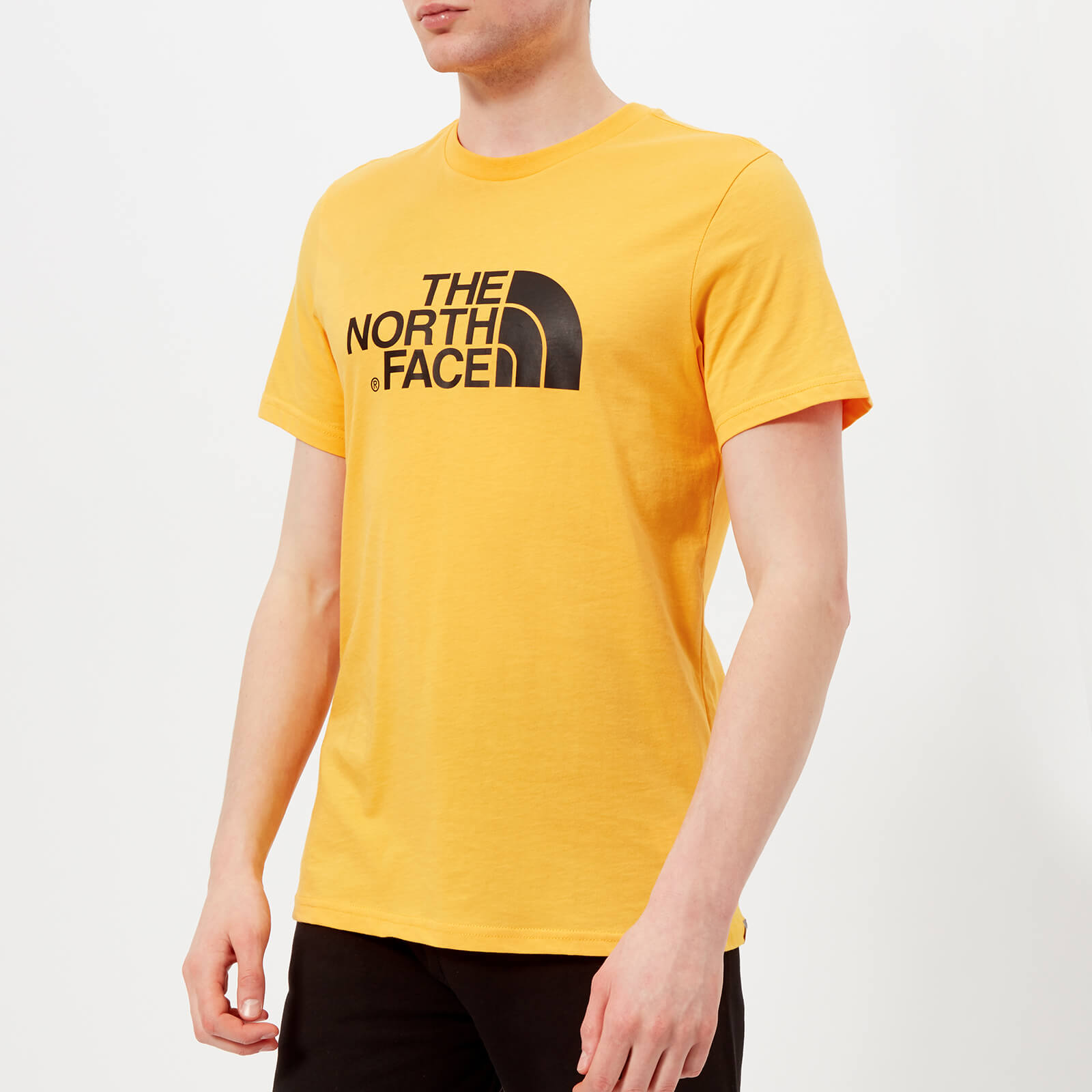 mens yellow north face t shirt