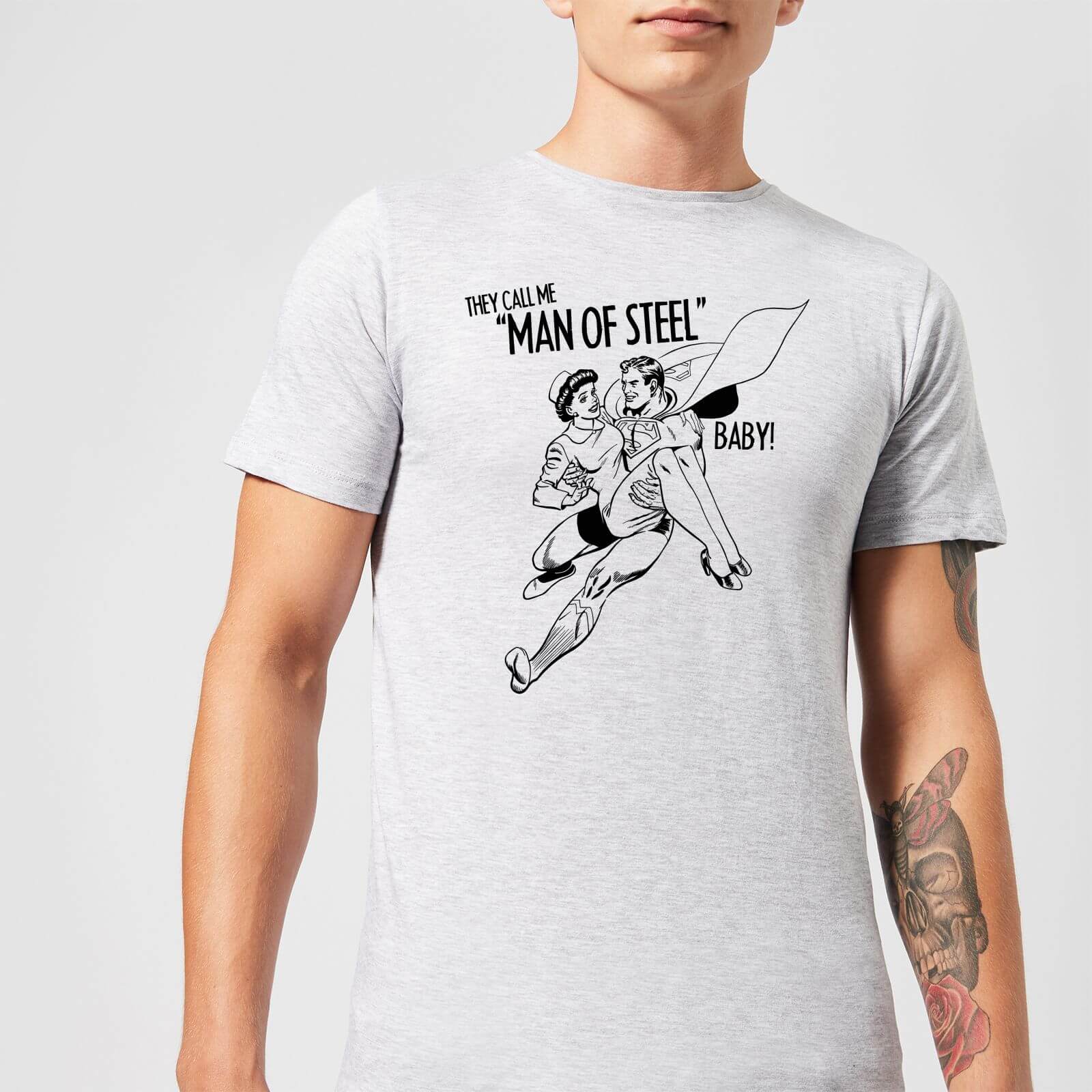 Dc Comics Superman Valentines Steel Baby T Shirt Grey