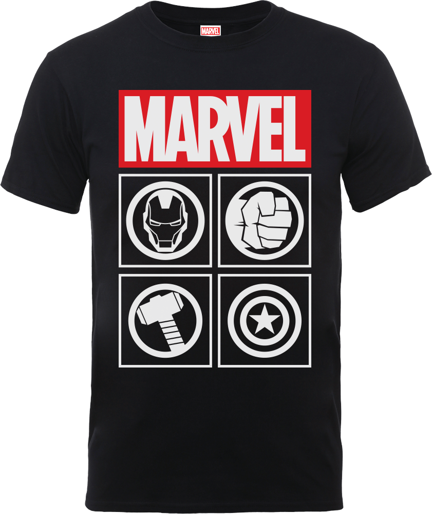 Marvel Avengers Assemble Icons T-Shirt - Black | IWOOT
