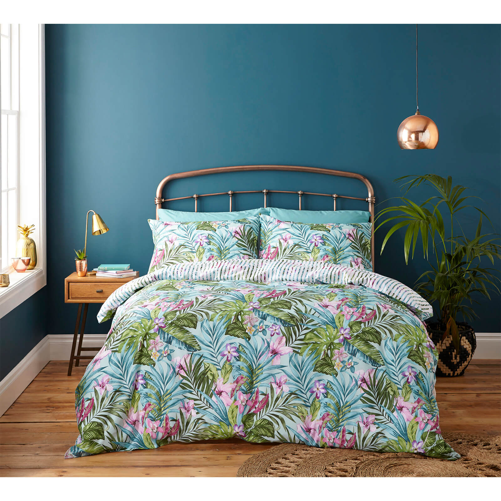 Catherine Lansfield Tropical Leaf Duvet Set Green Iwoot