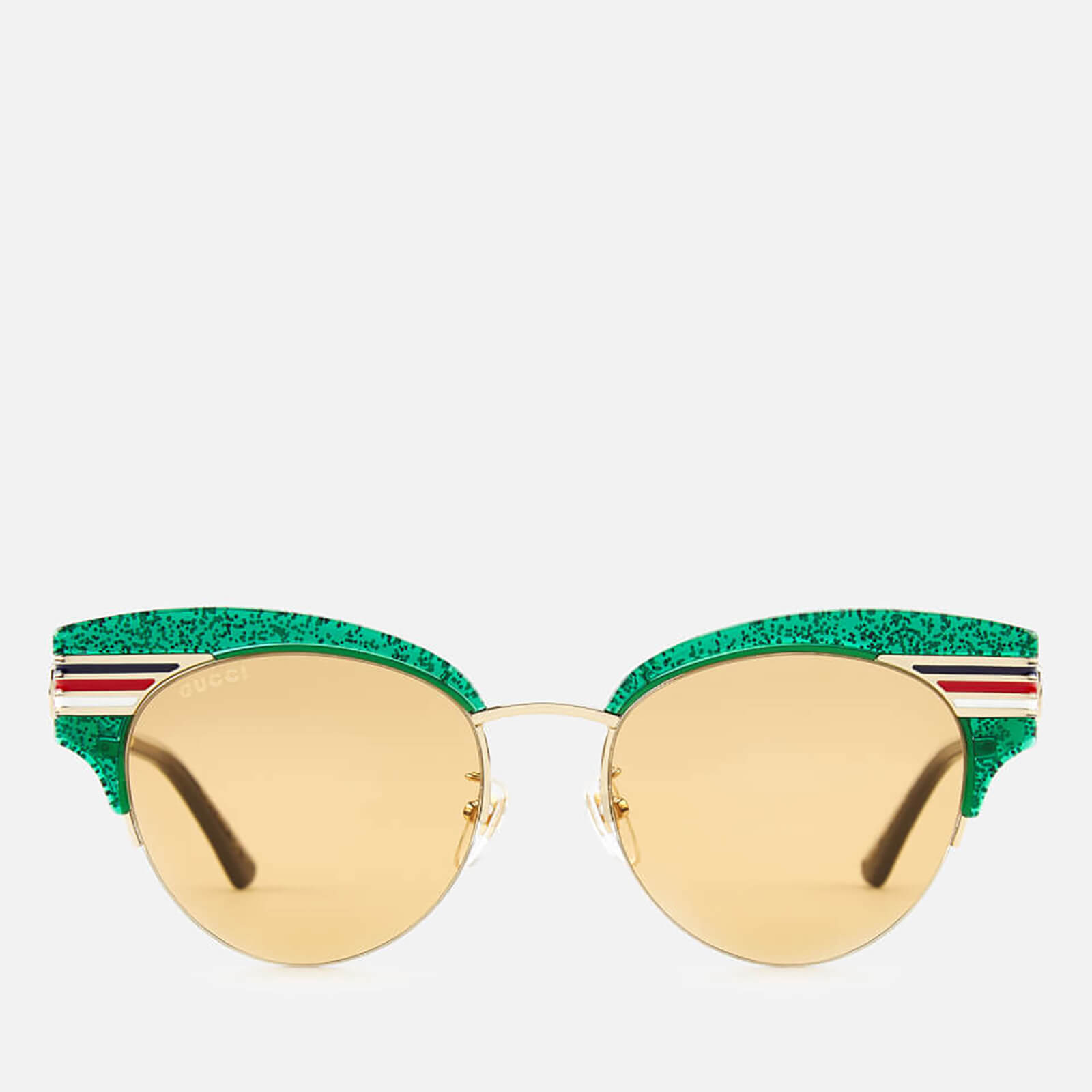 Gucci Women S Glitter Cat Eye Sunglasses Green Gold Brown Free