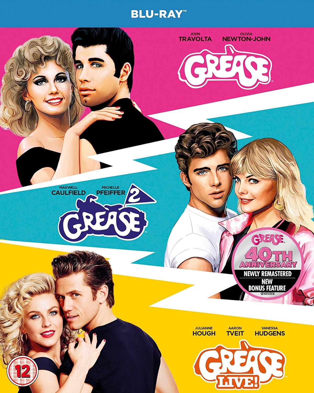 Grease 40th Anniversary Triple (Grease, Grease 2, Grease Live) Bluray