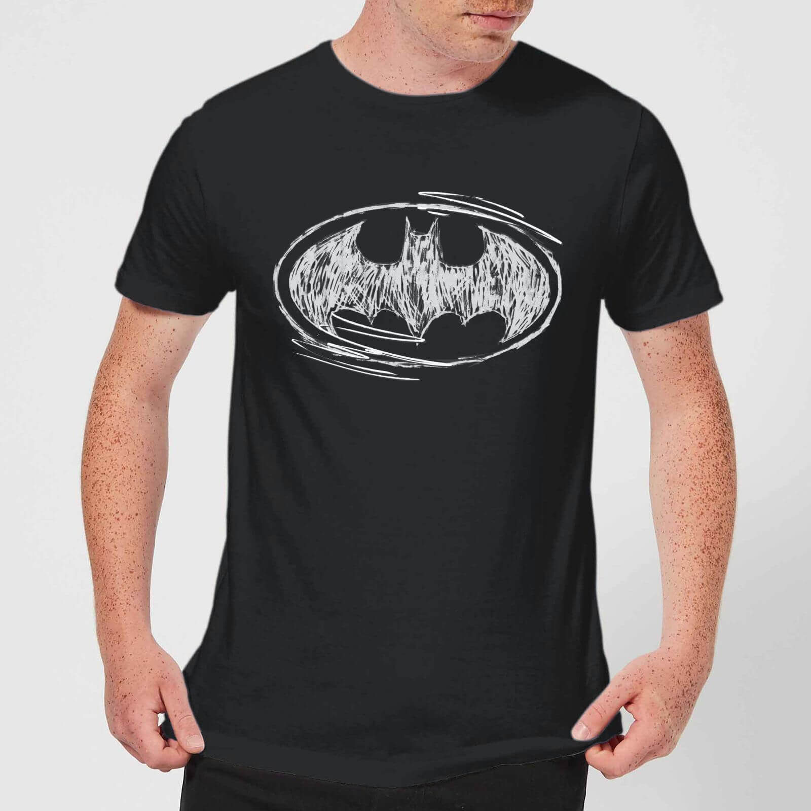 Dc Comics Batman Sketch Logo T Shirt Black Clothing Zavvi Us