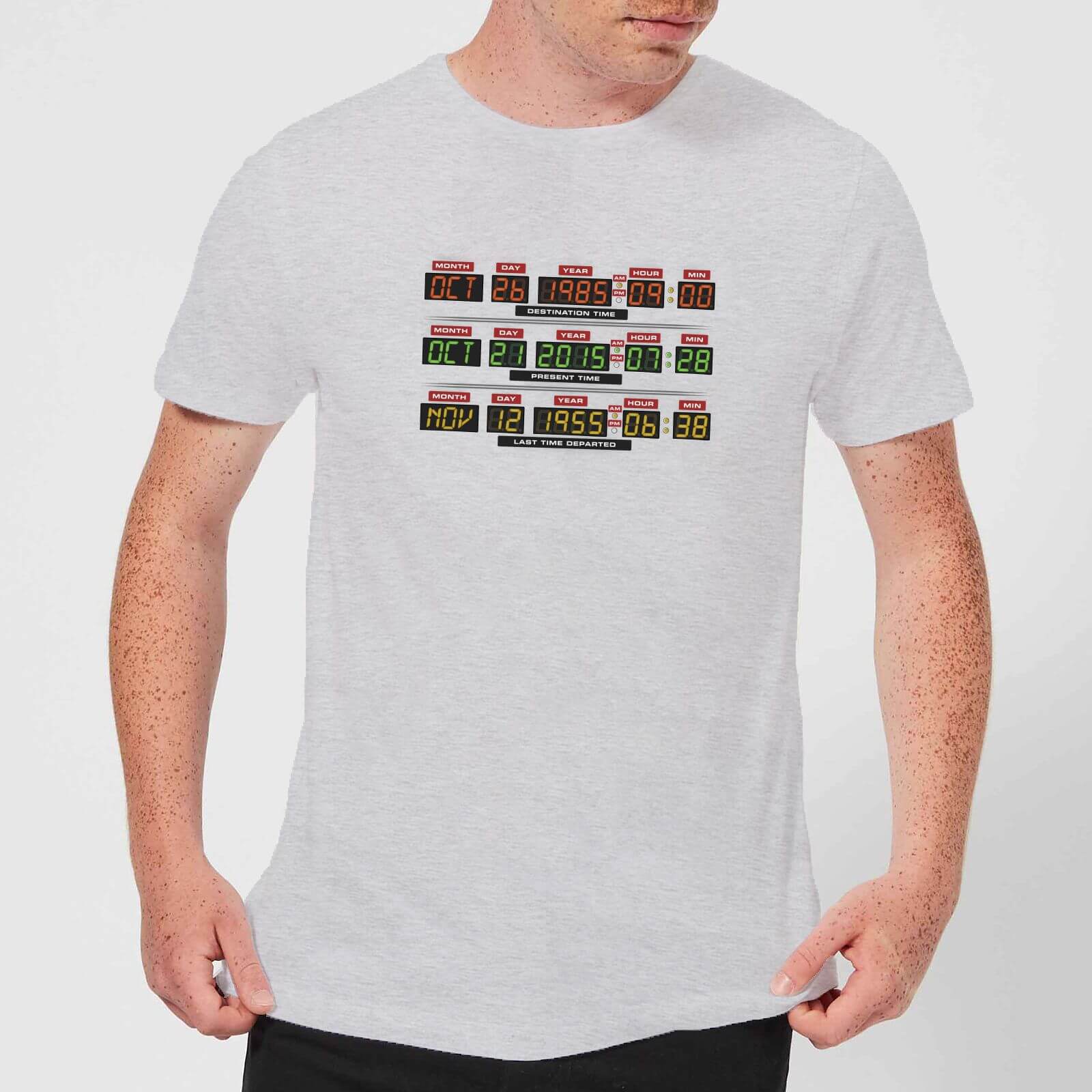 Back To The Future Destination Clock T Shirt Grey Clothing