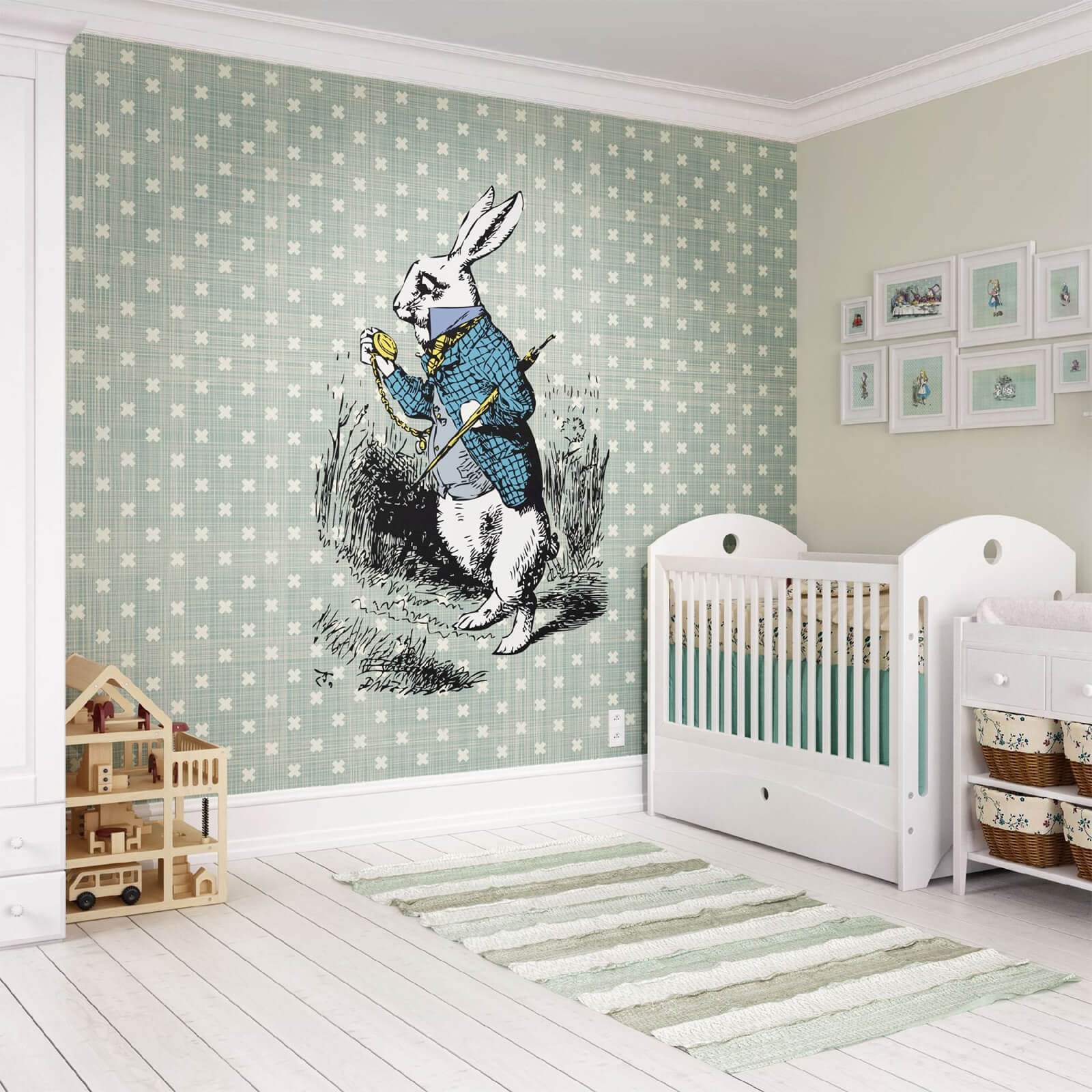 Alice In Wonderland White Rabbit Wall Mural