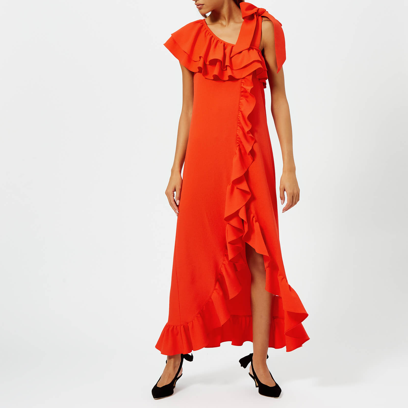 apple red long dress