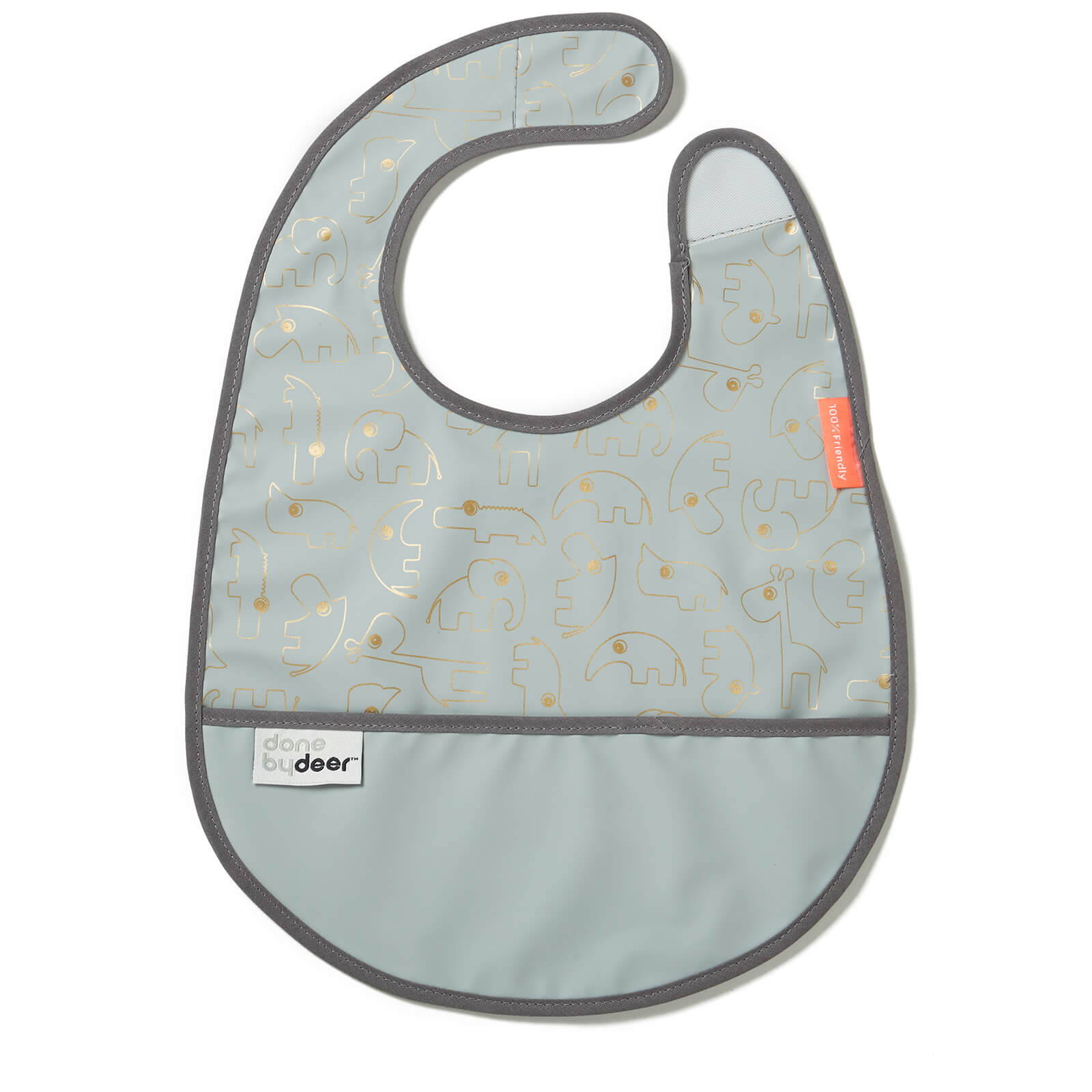 Done By Deer Contour Bib With Velcro Gold Grey Homeware Thehut Com