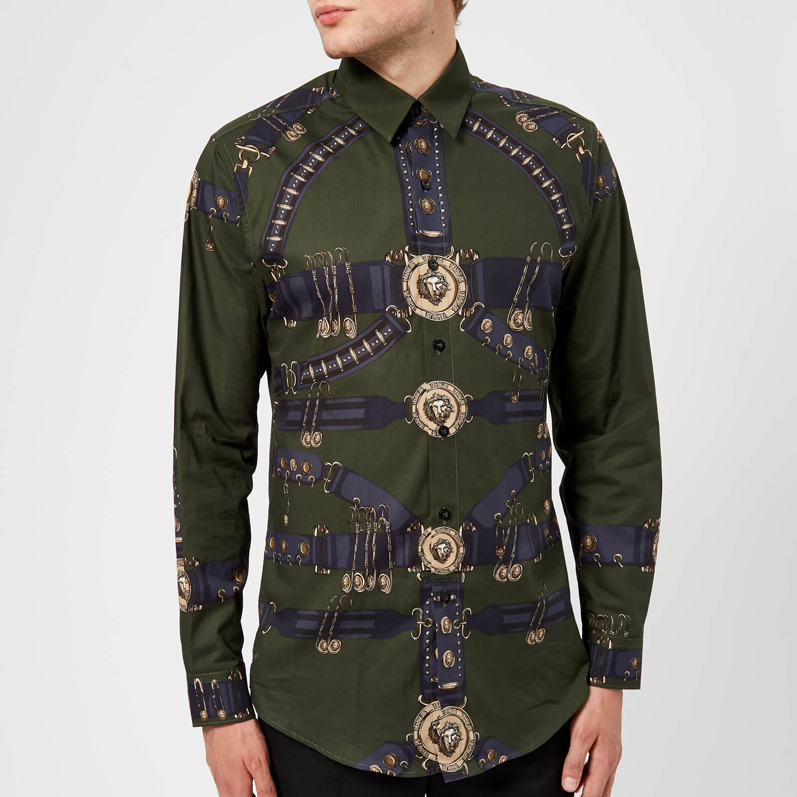 Versus Versace Men S Printed Shirt Khaki Free Uk Delivery