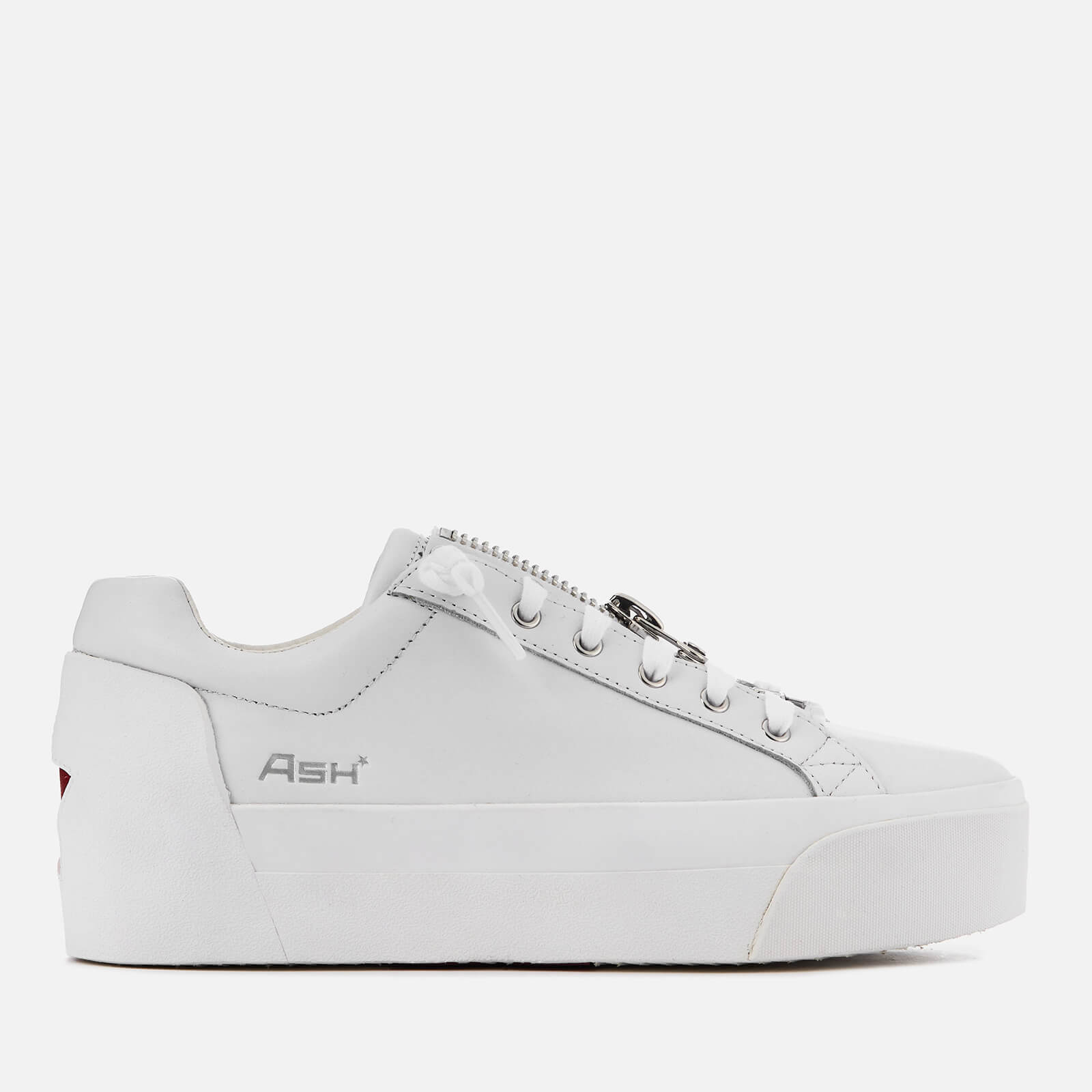 white faux leather flatform trainers