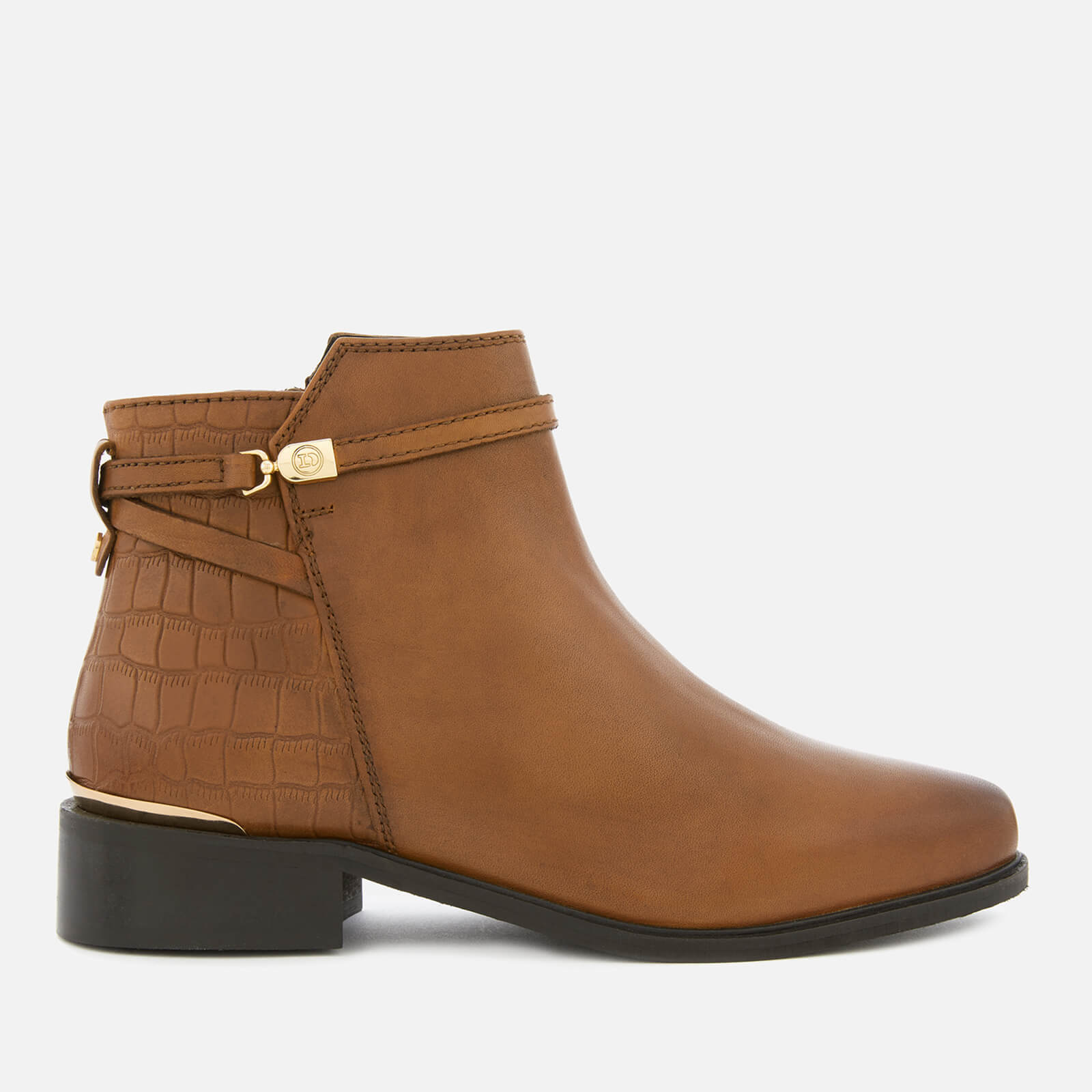 Peppey Leather Flat Ankle Boots - Tan 