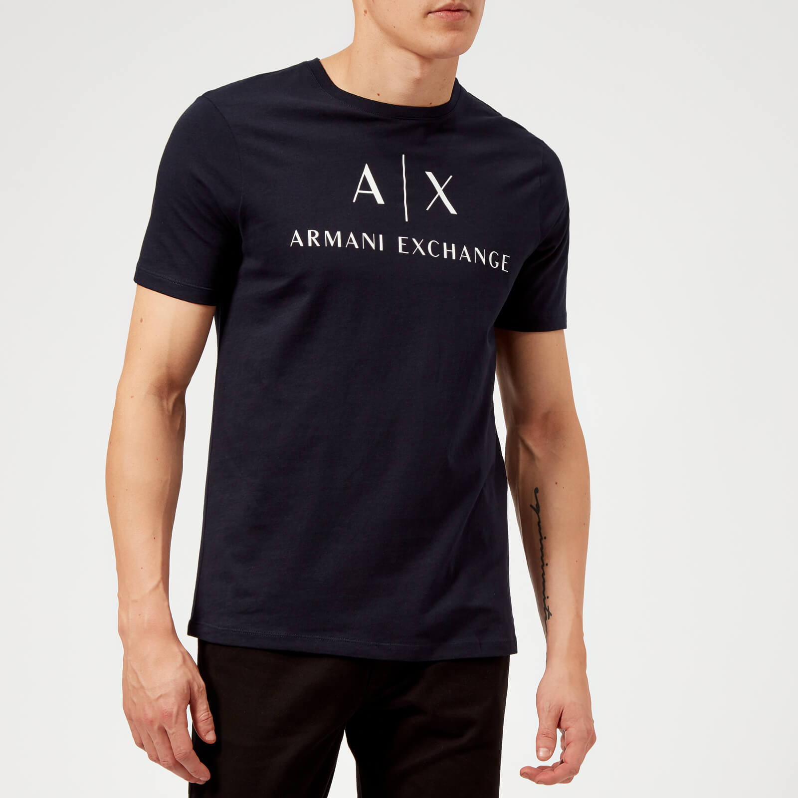 AX and Script Logo T-Shirt - Navy 