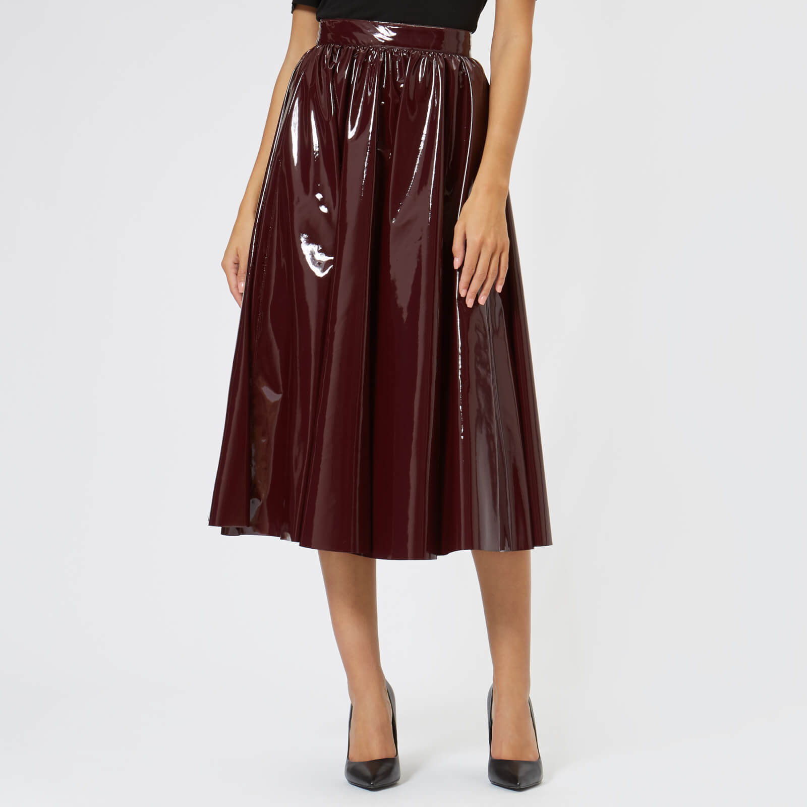 burgundy pvc skirt