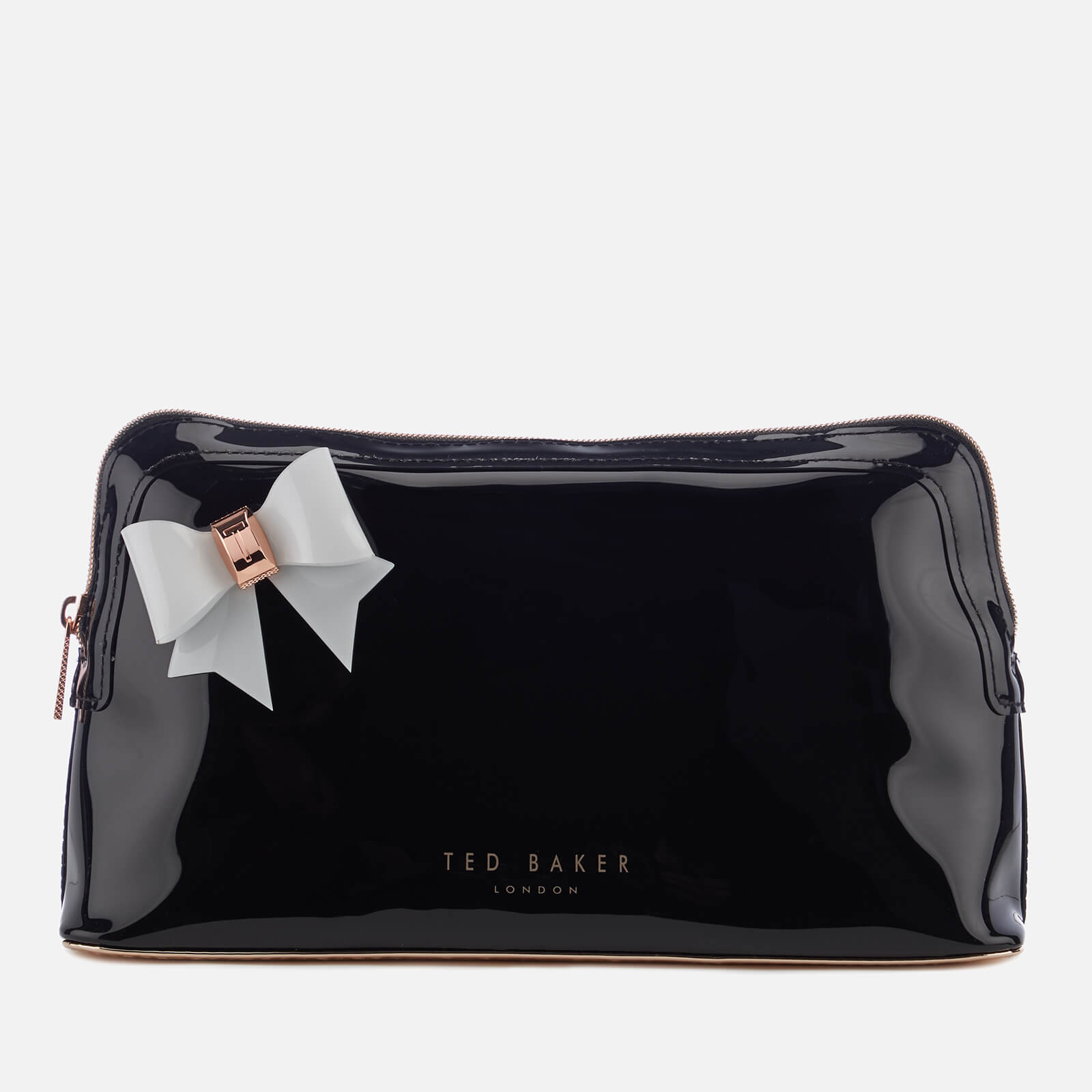 ted baker black purse with rose gold bow