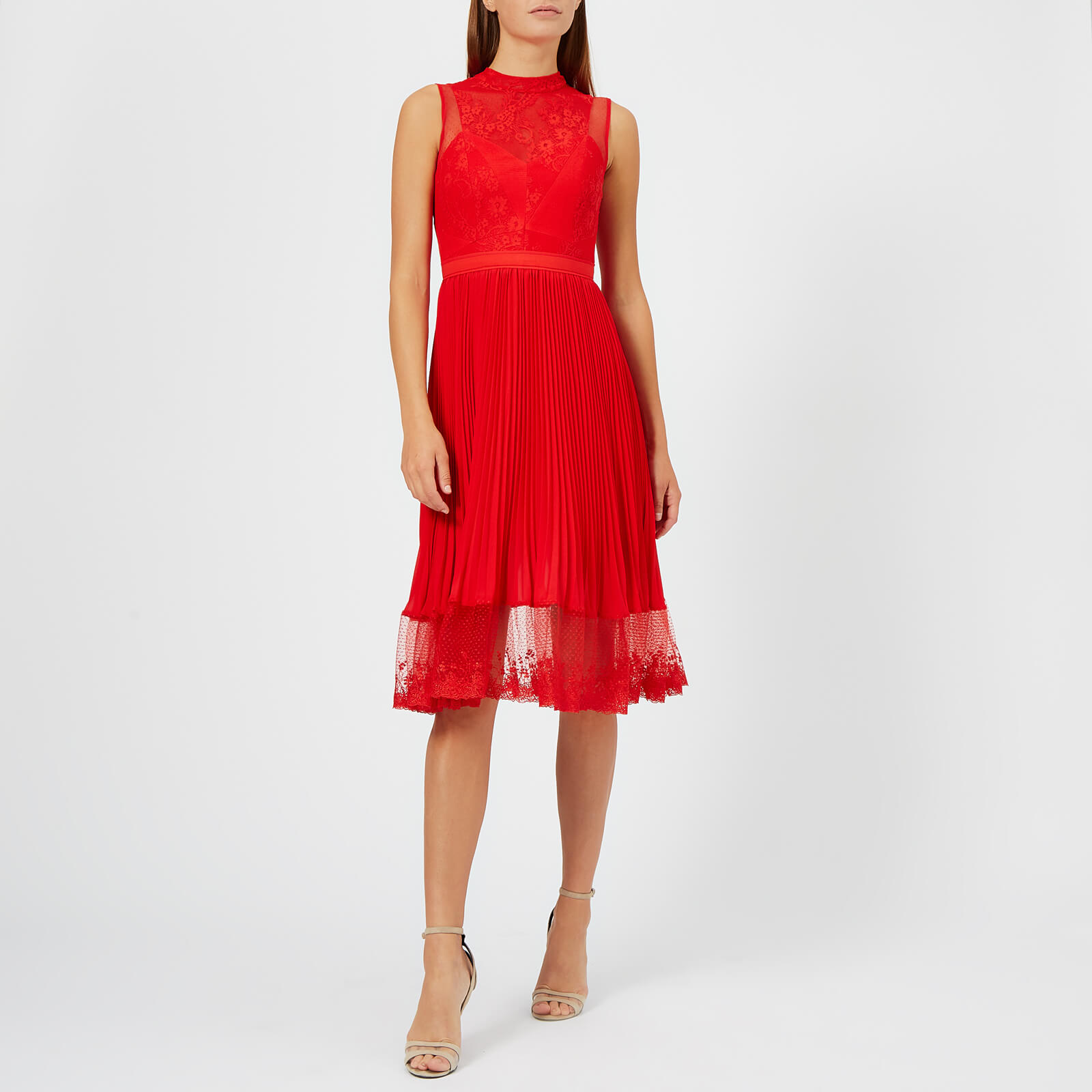 three floor red dress