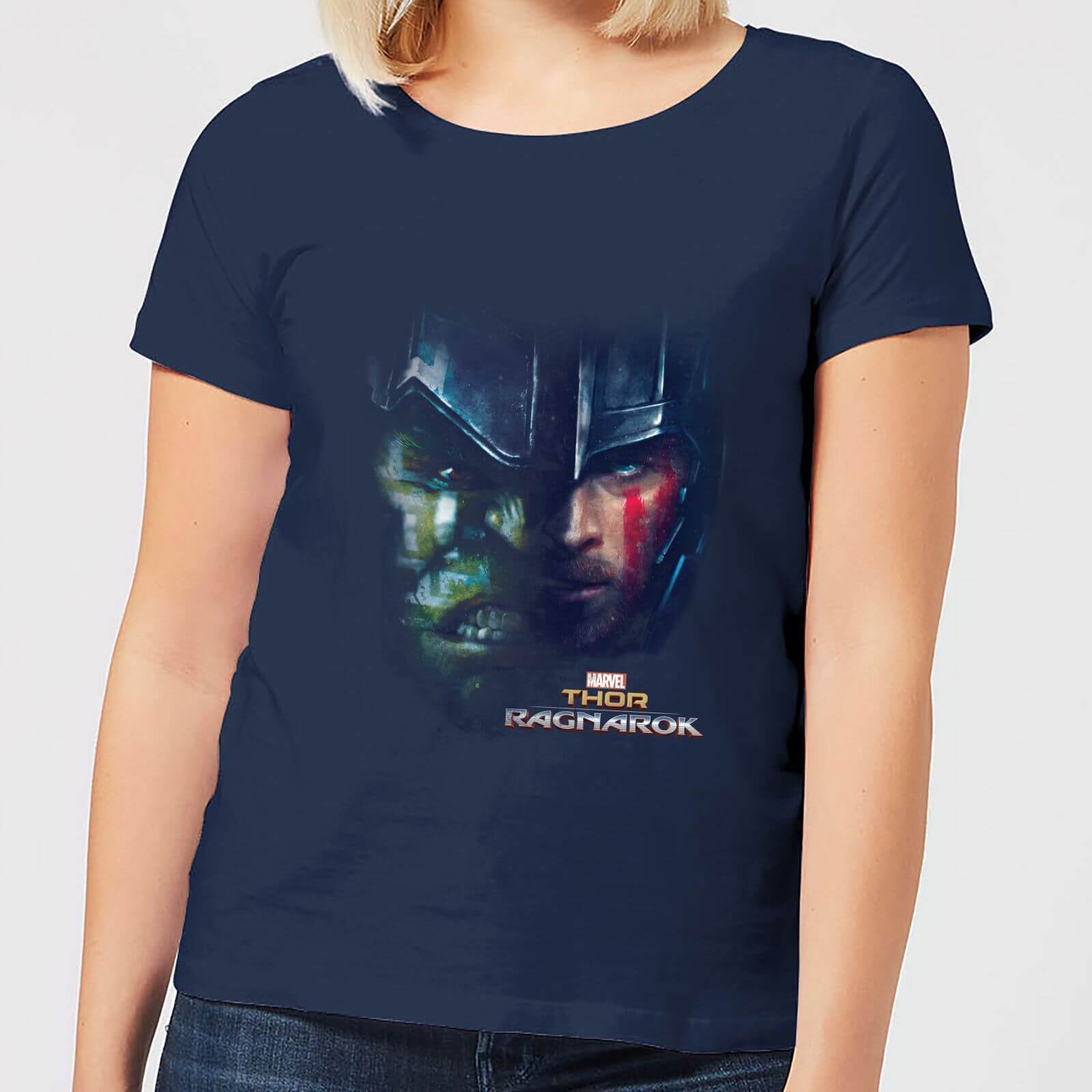 Marvel Thor Ragnarok Hulk Split Face Women S T Shirt Navy Clothing Zavvi Uk