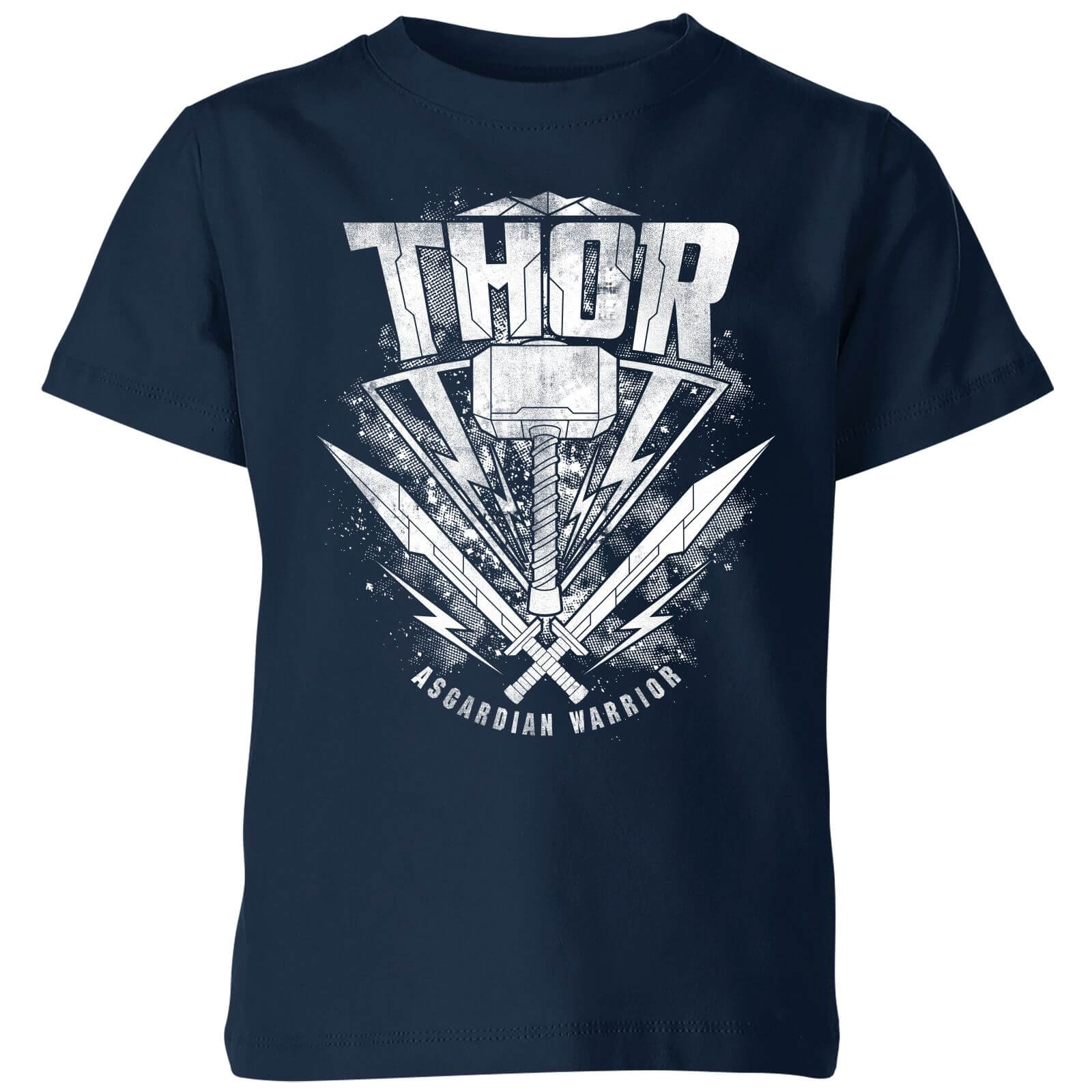 Marvel Thor Ragnarok Thor Hammer Logo Kids T Shirt Navy Clothing Zavvi Uk