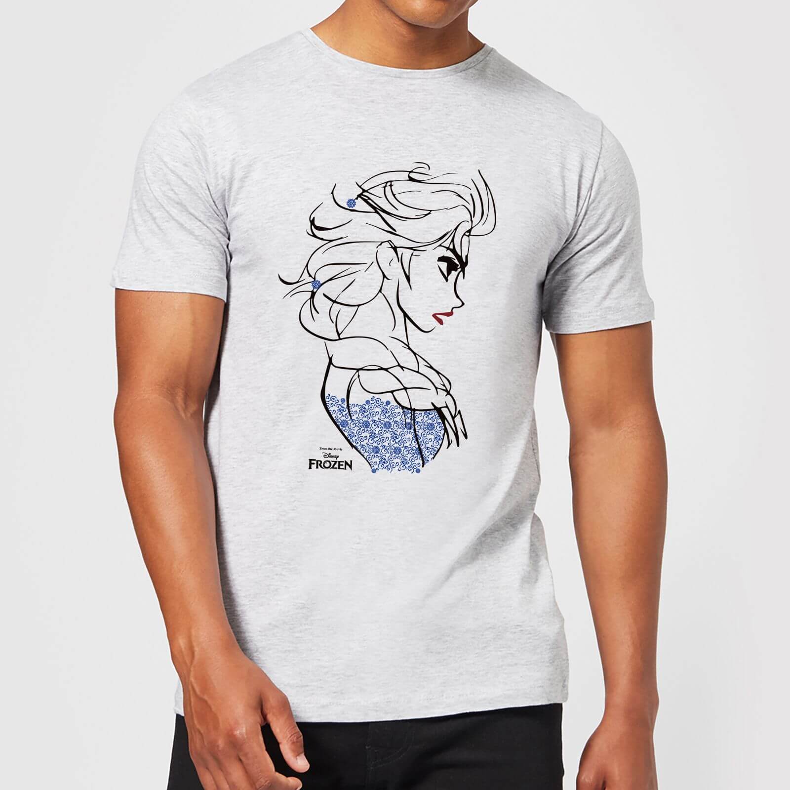 T Shirt Homme La Reine Des Neiges Croquis Elsa Bleu Gris