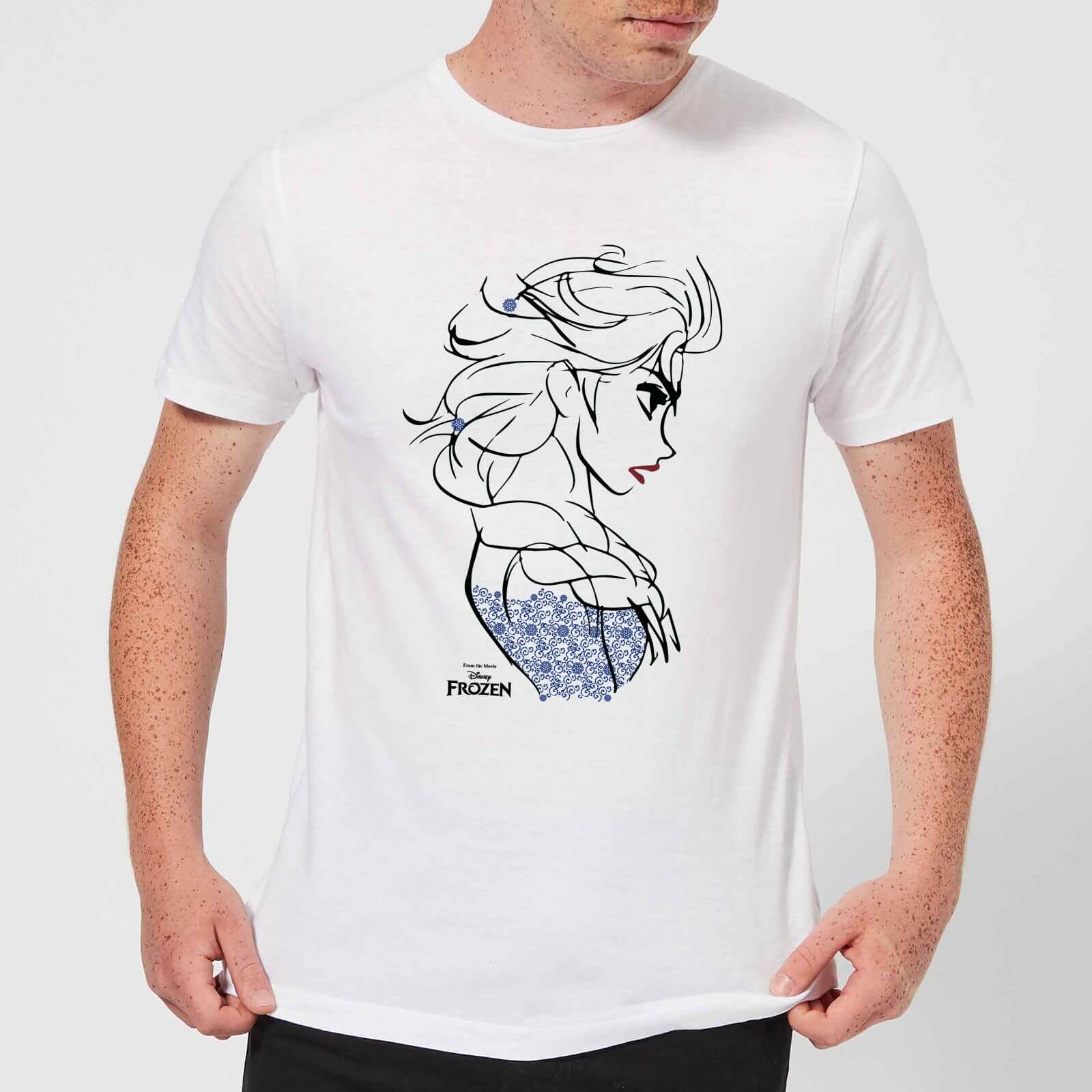 T Shirt Homme La Reine Des Neiges Croquis Elsa Bleu Blanc