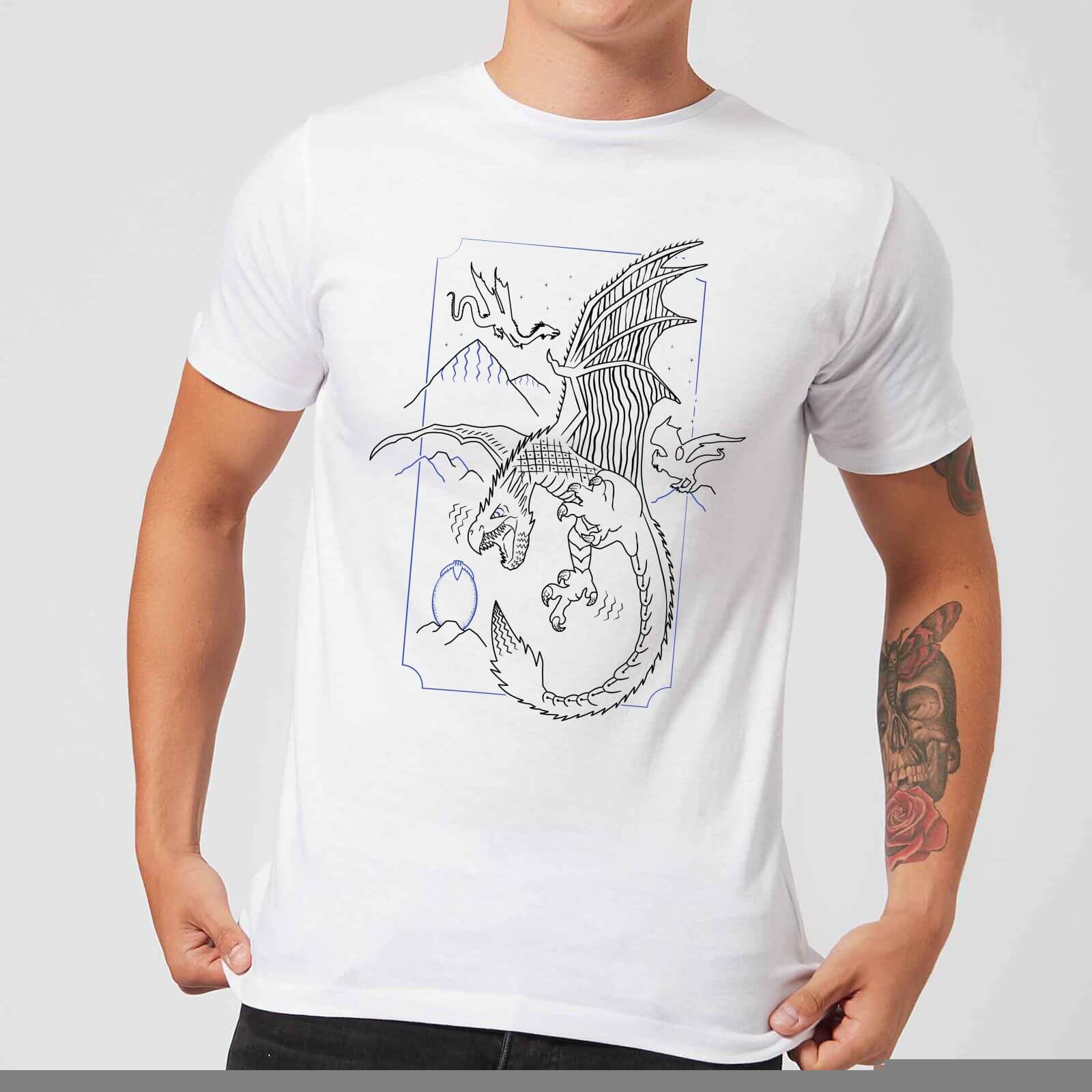 T Shirt Homme Dessin Au Trait Dragon Harry Potter Blanc